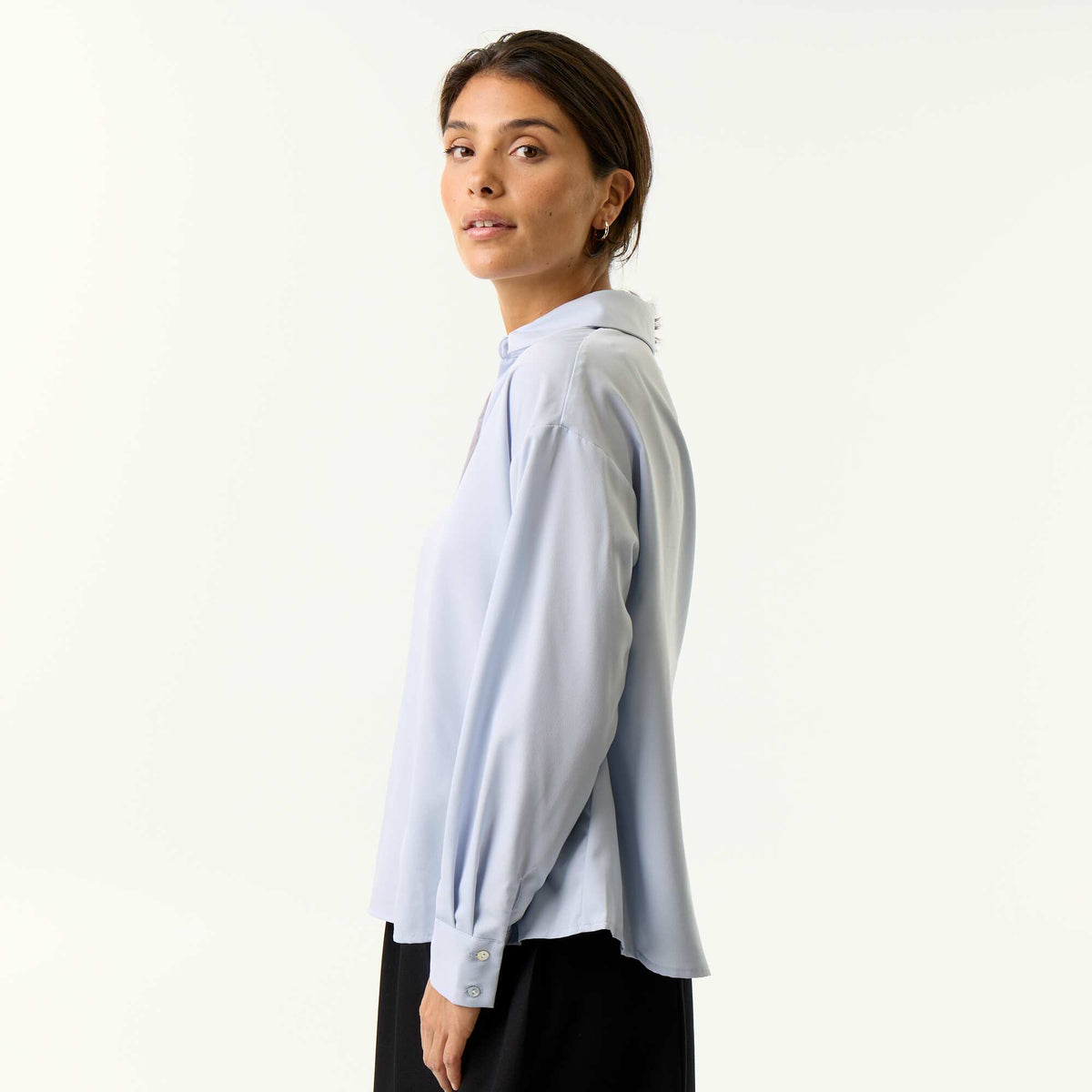 Plain Flowy Blouse BLUE