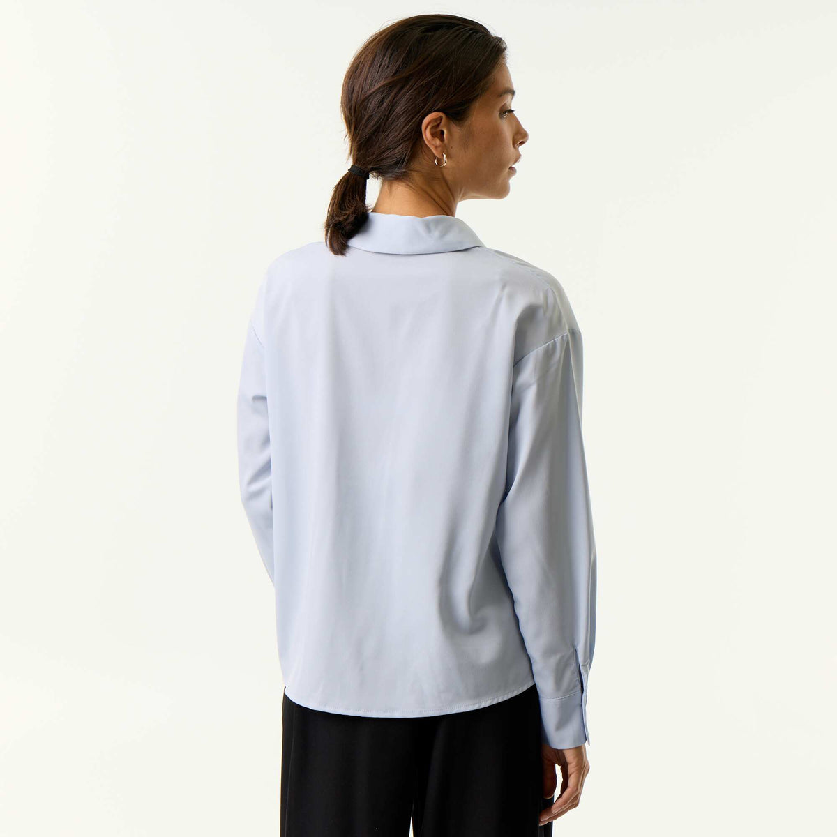 Plain Flowy Blouse BLUE