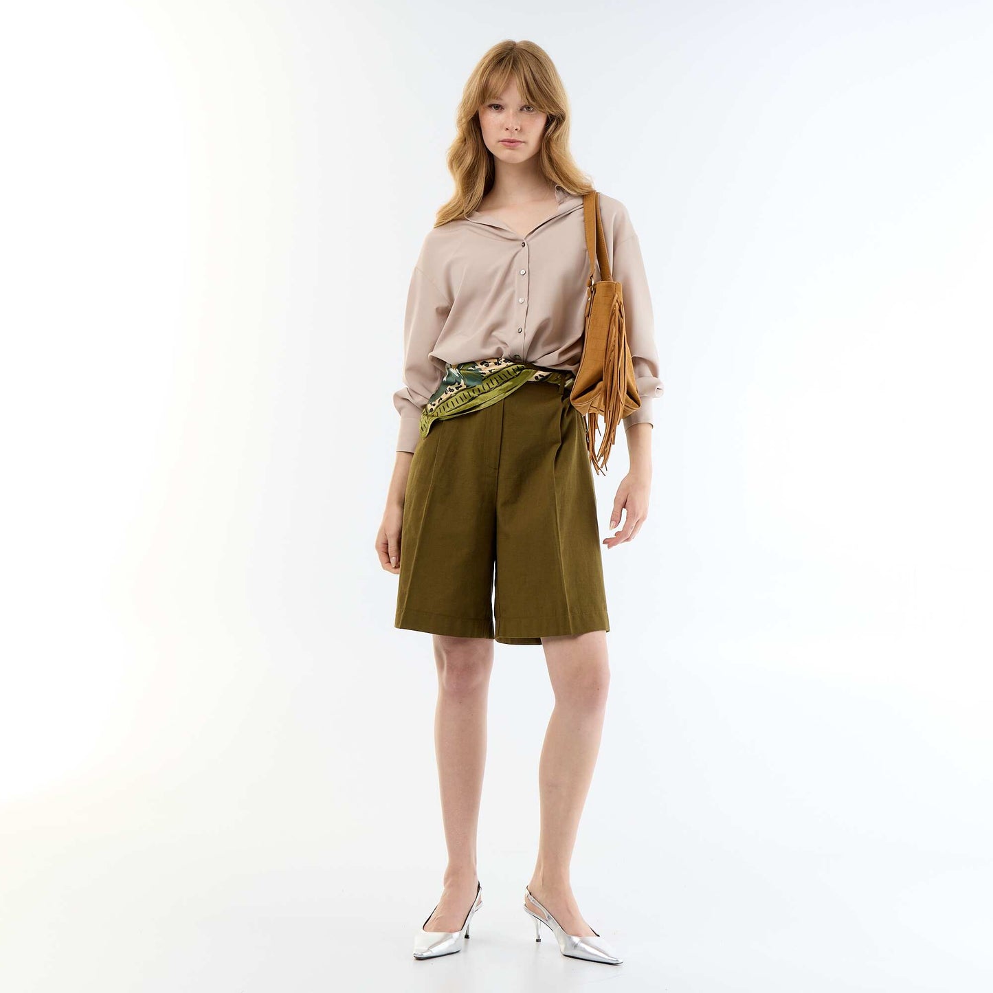 Plain Flowy Blouse BEIGE