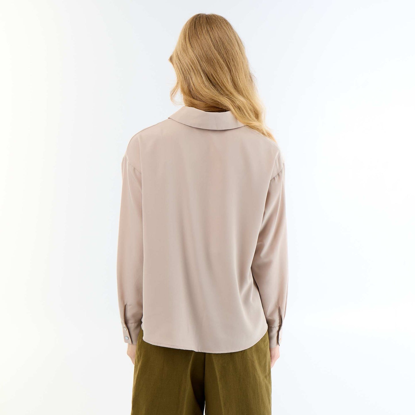 Plain Flowy Blouse BEIGE