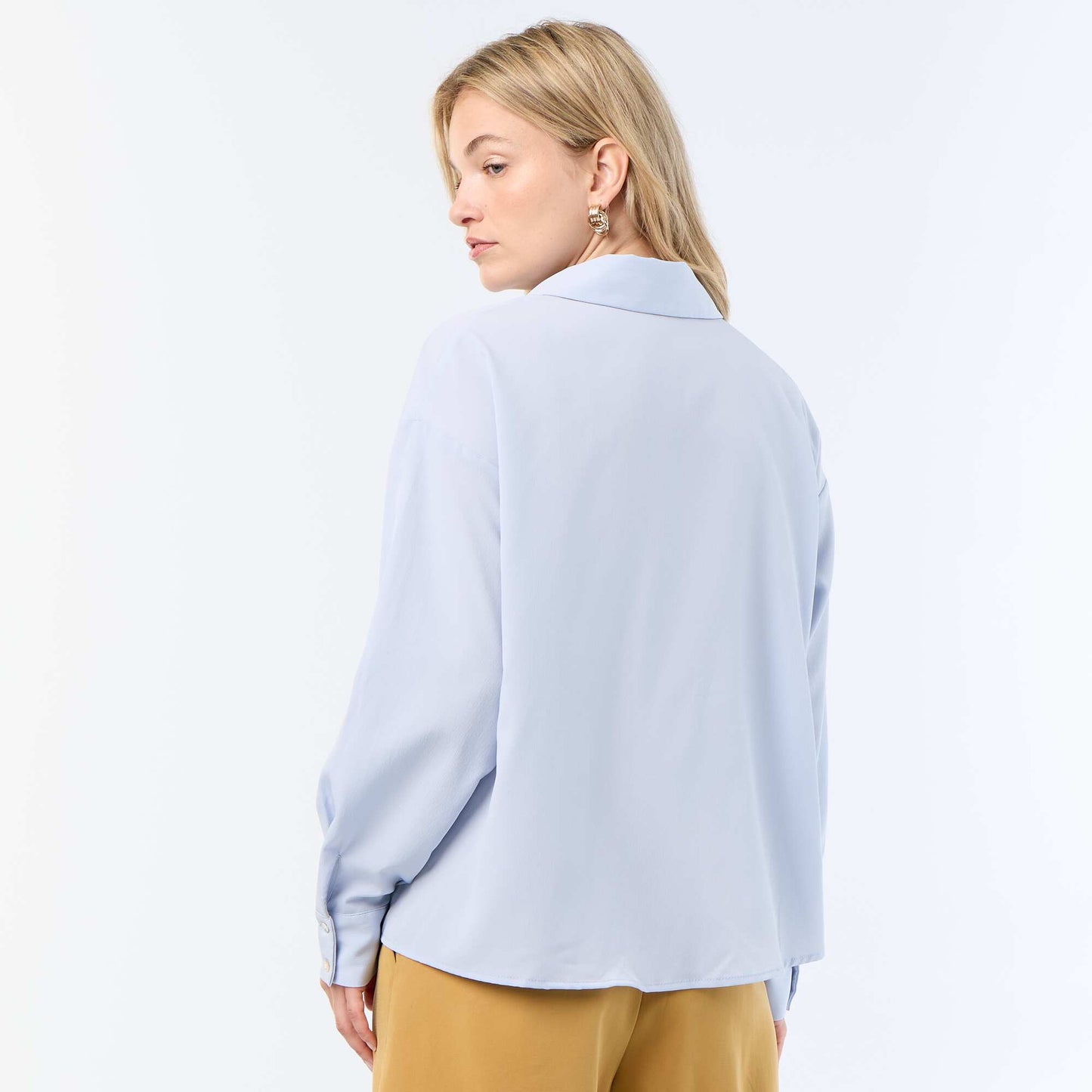 Plain Flowy Blouse BLUE