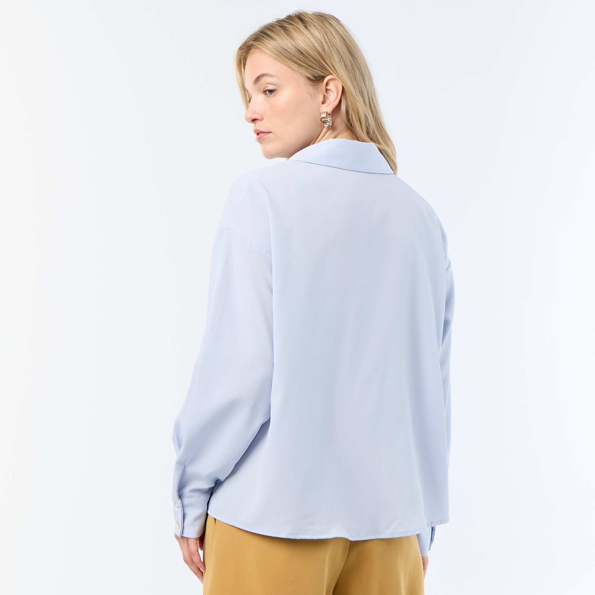Plain Flowy Blouse BLUE