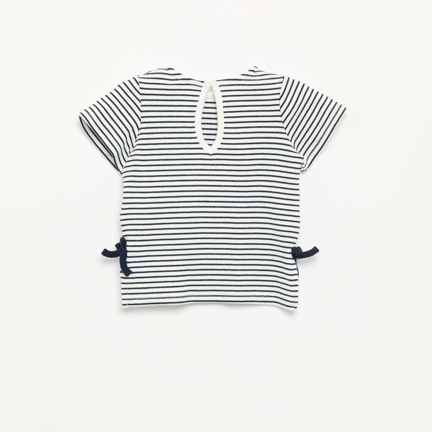 Striped Short-Sleeved T-Shirt with Bows BLUE