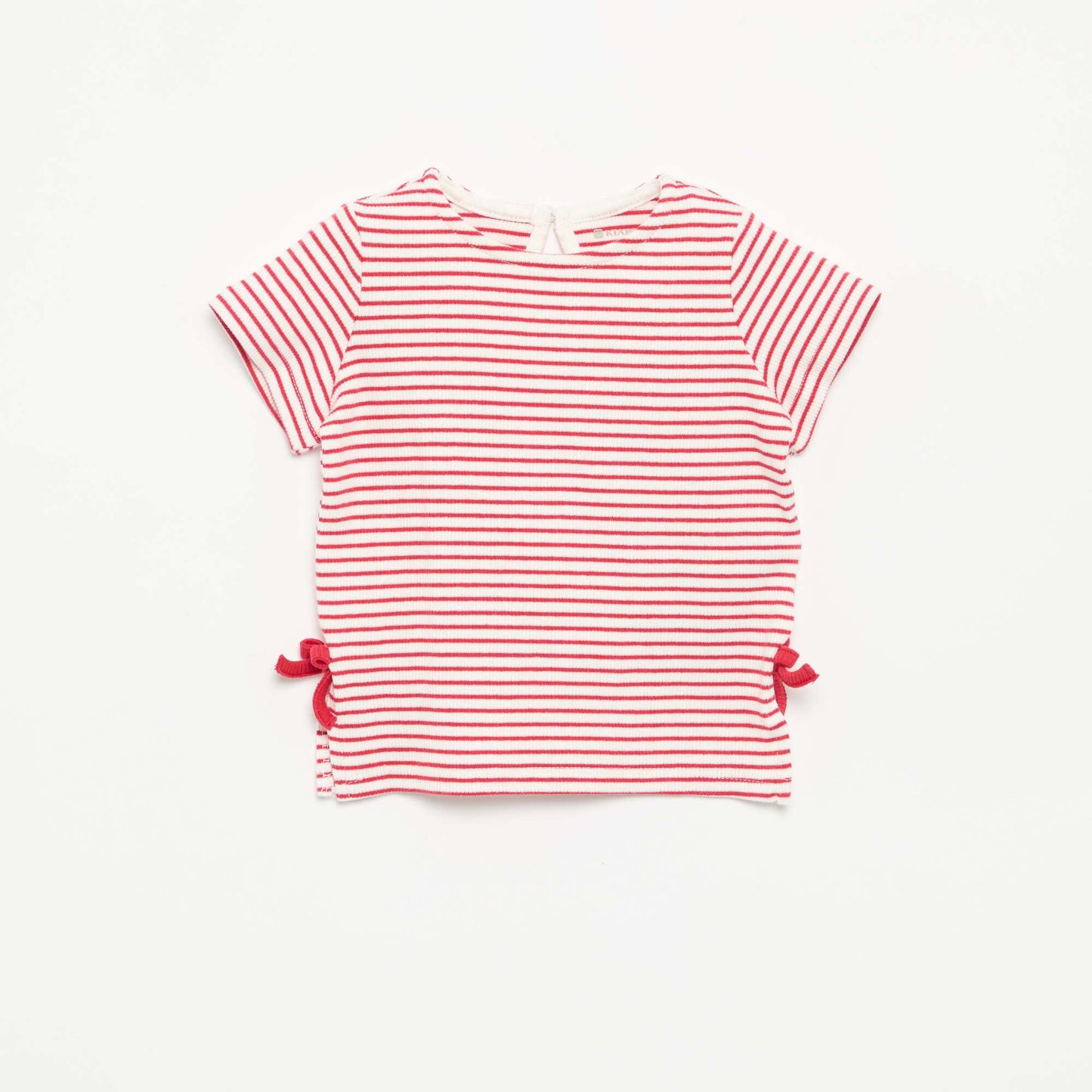 Striped Short-Sleeved T-Shirt with Bows RED
