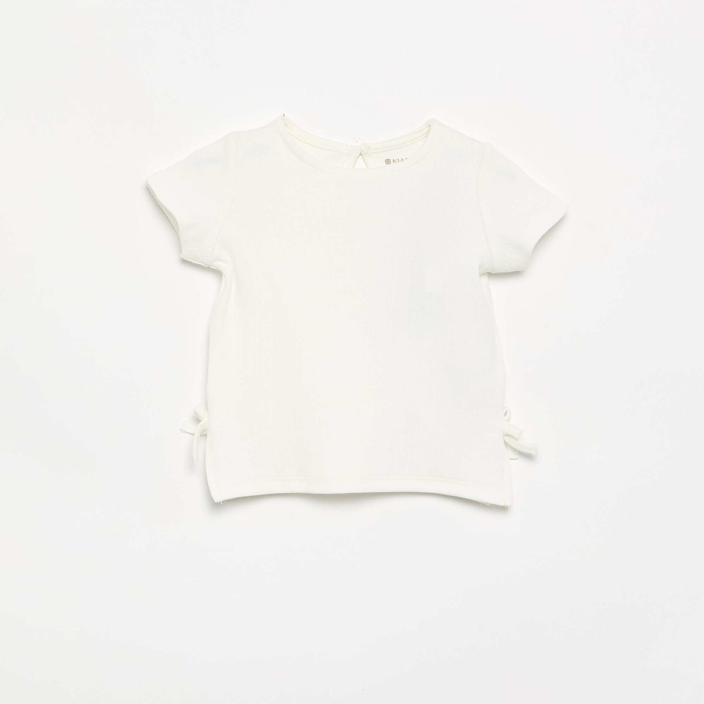 Striped Short-Sleeved T-Shirt with Bows WHITE