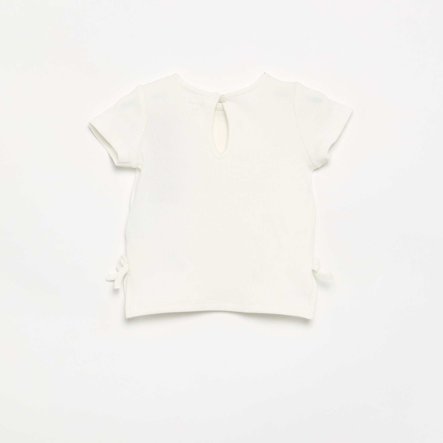 Striped Short-Sleeved T-Shirt with Bows WHITE