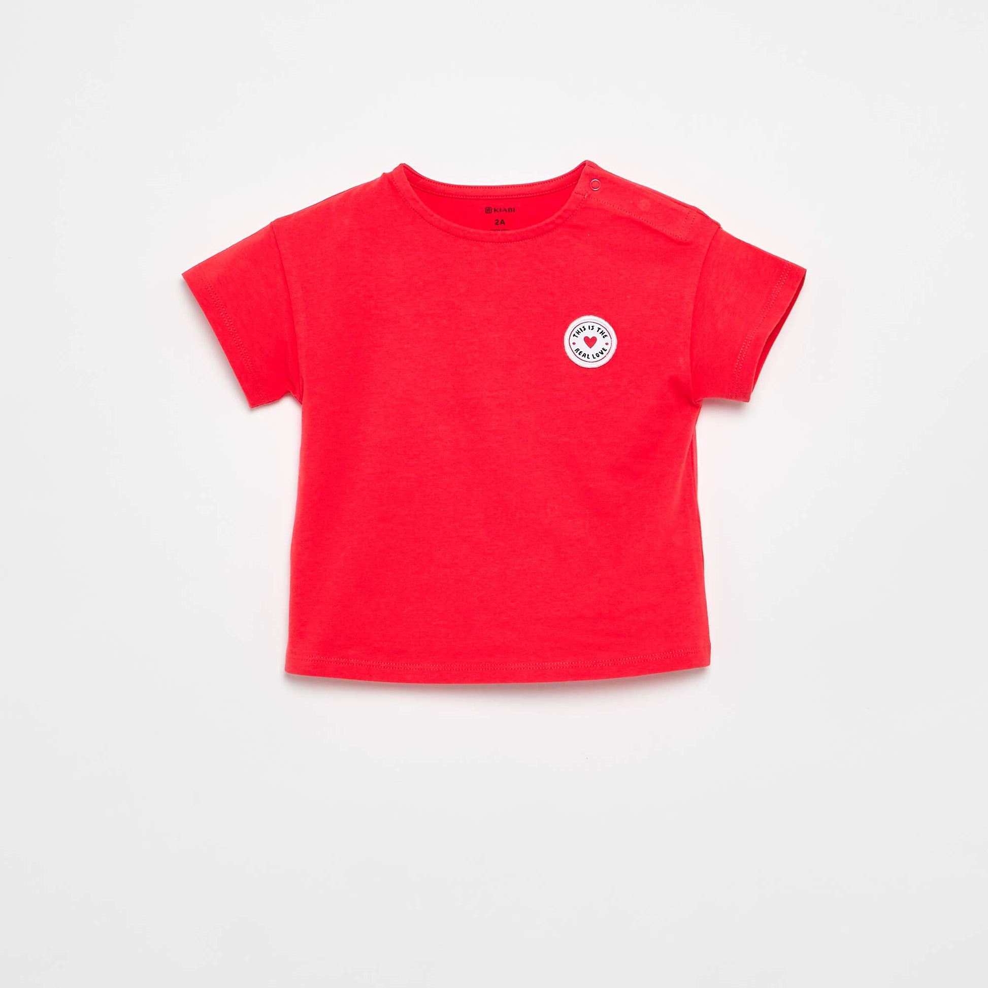 Short-sleeved T-shirt with Stitched Heart RED