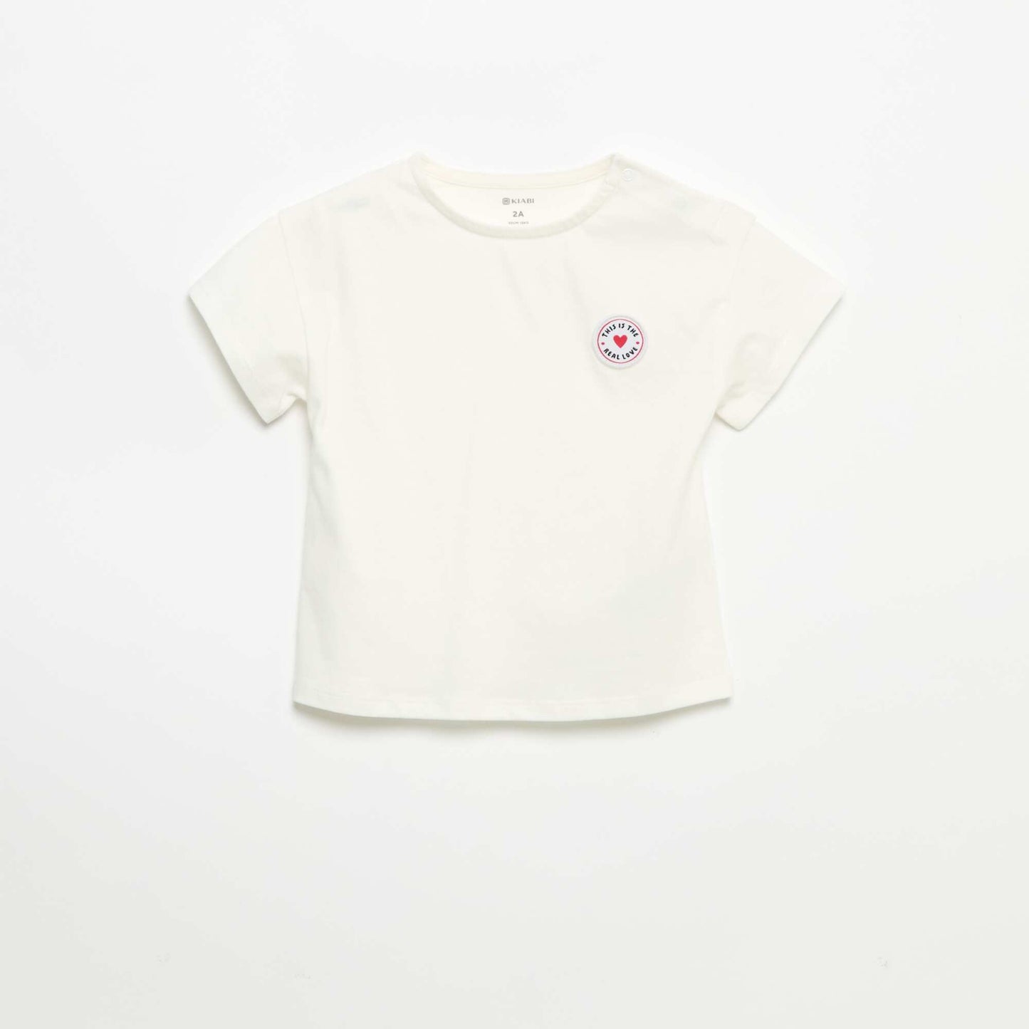 Short-sleeved T-shirt with Stitched Heart WHITE