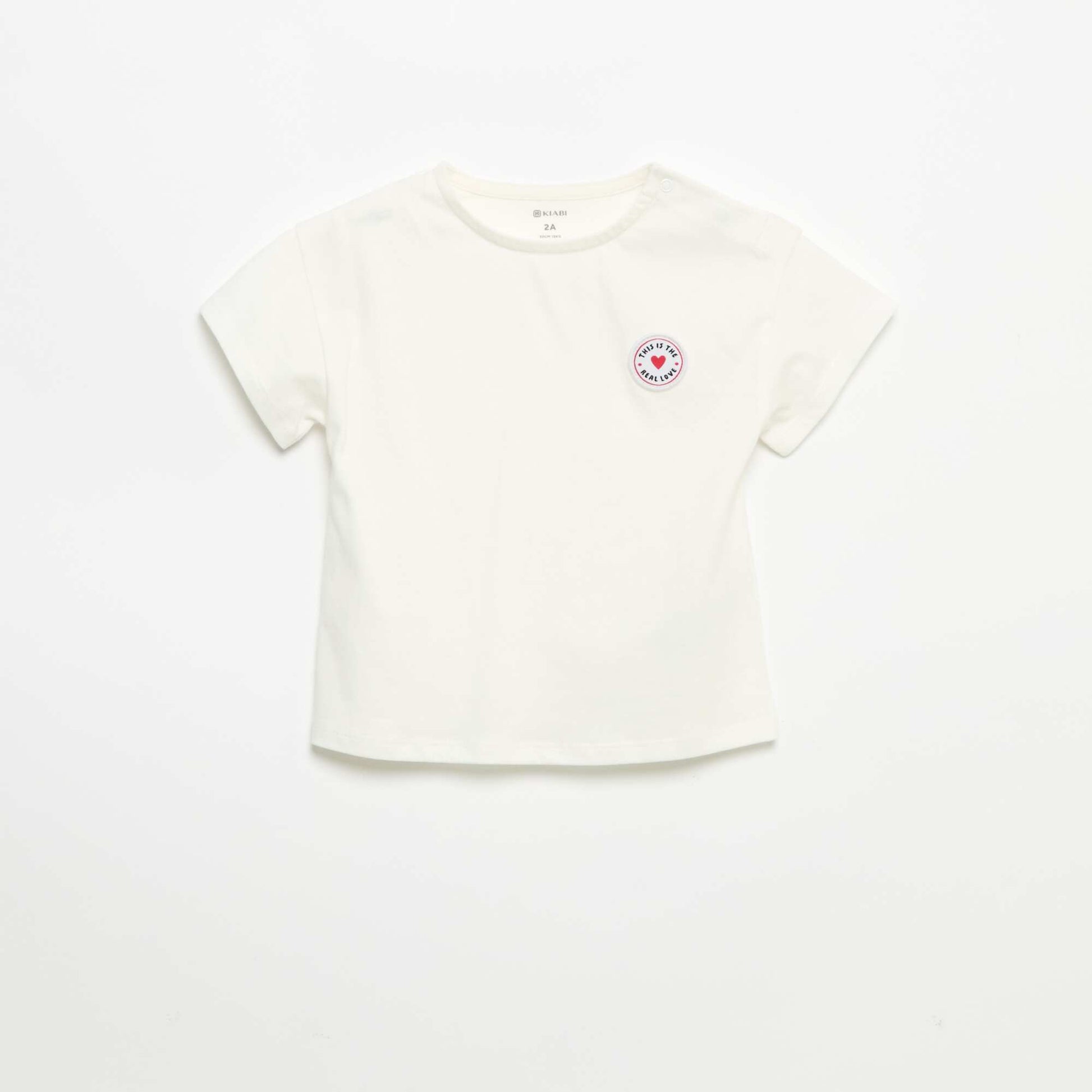 Short-sleeved T-shirt with Stitched Heart WHITE