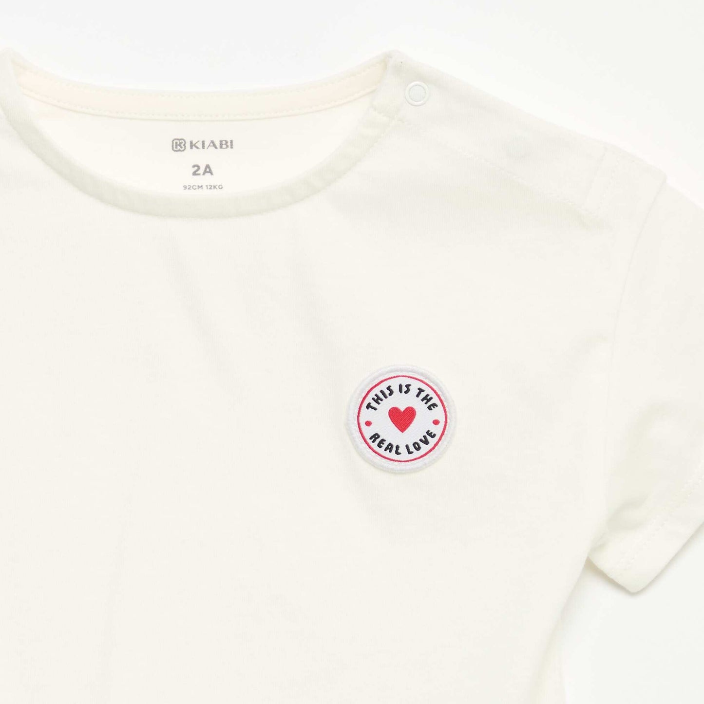 Short-sleeved T-shirt with Stitched Heart WHITE