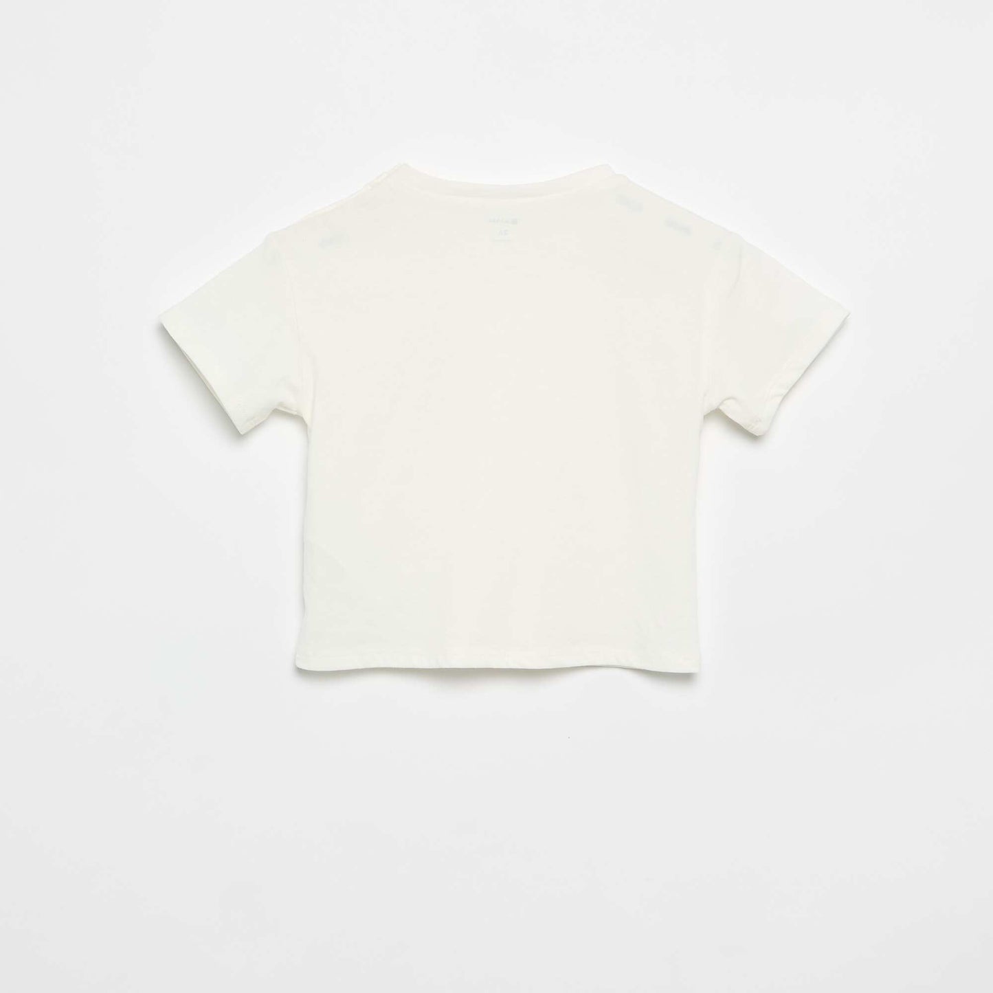 Short-sleeved T-shirt with shoulder flowers WHITE