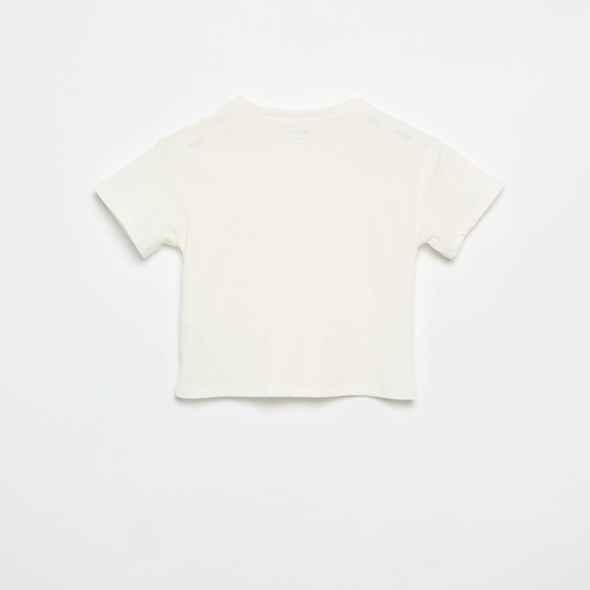 Short-sleeved T-shirt with shoulder flowers WHITE