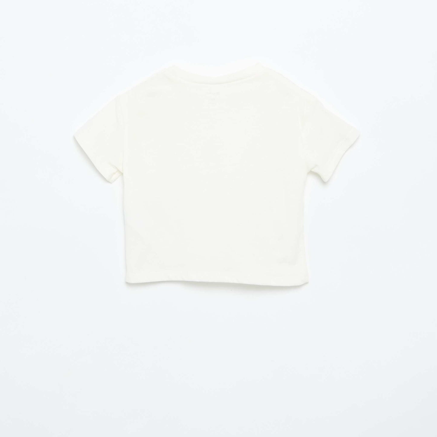 Short-sleeved T-shirt with shoulder flowers WHITE