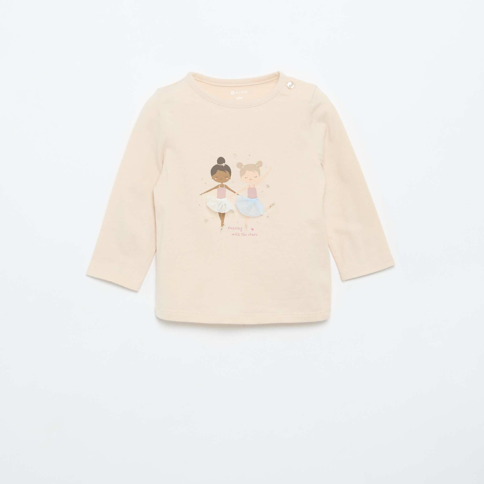 Long-sleeved jersey T-shirt BEIGE