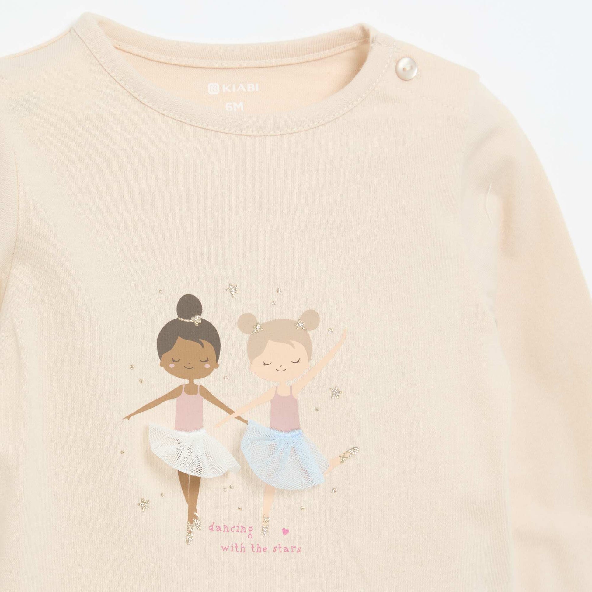 Long-sleeved jersey T-shirt BEIGE