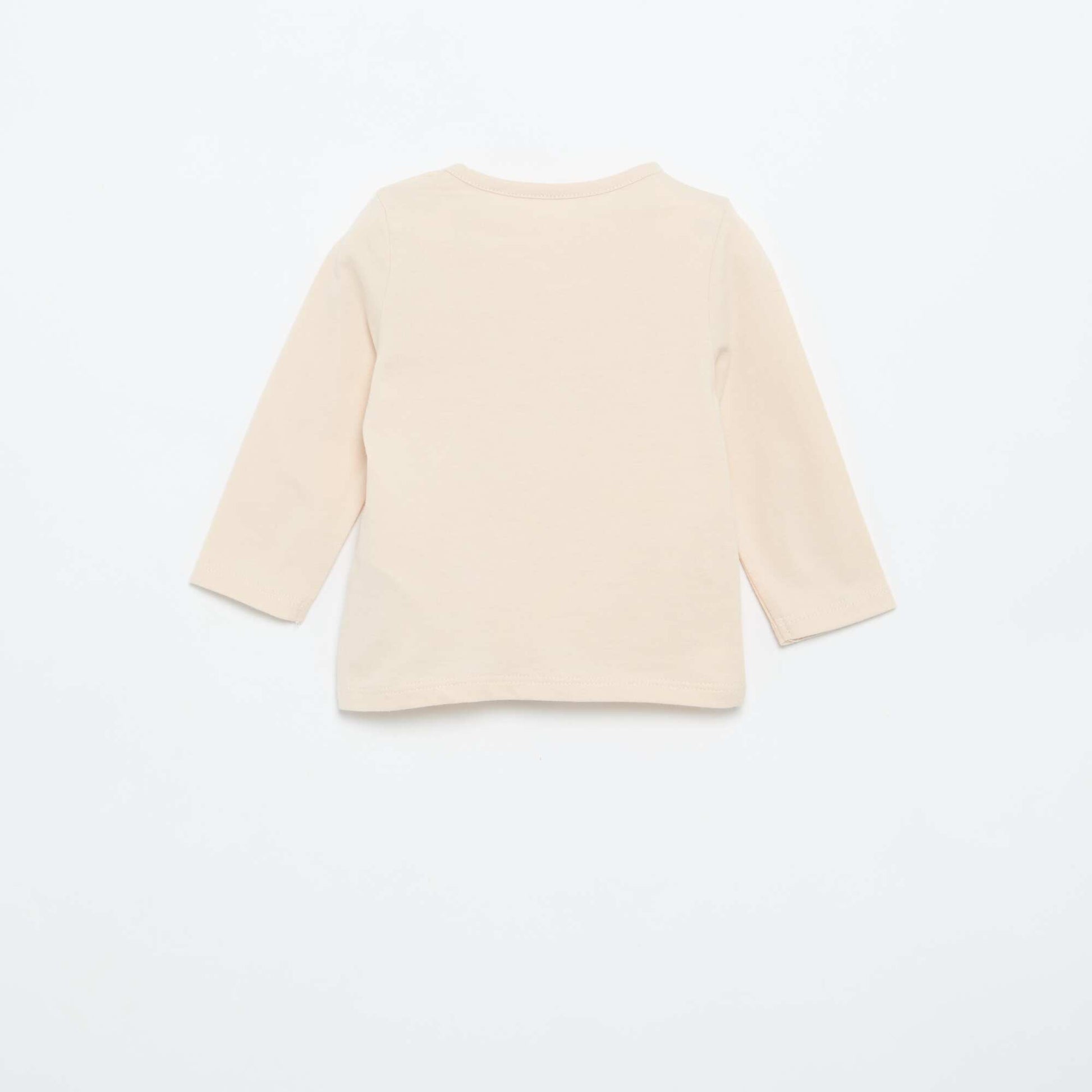 Long-sleeved jersey T-shirt BEIGE