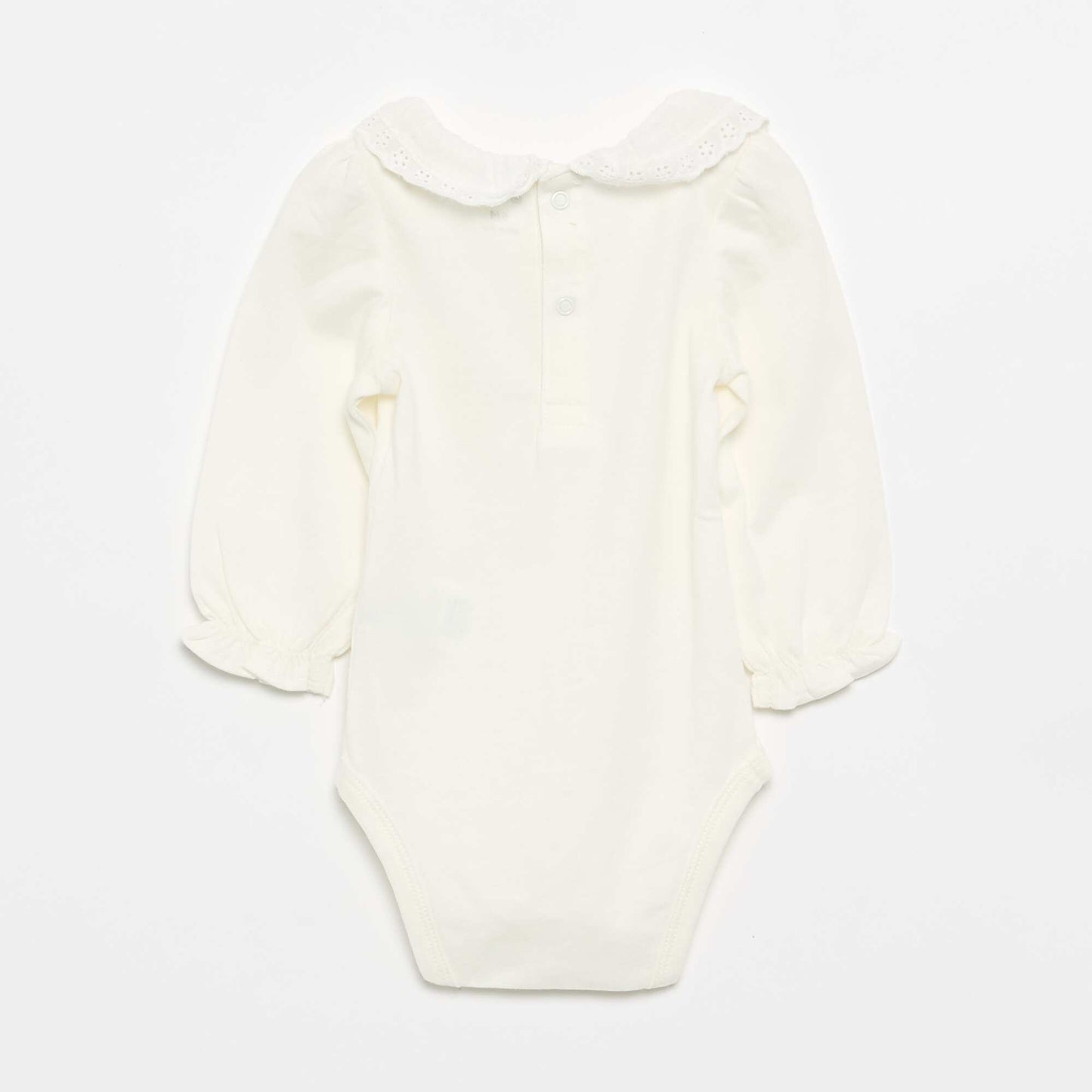 Bodysuit with Frilled Collar WHITE