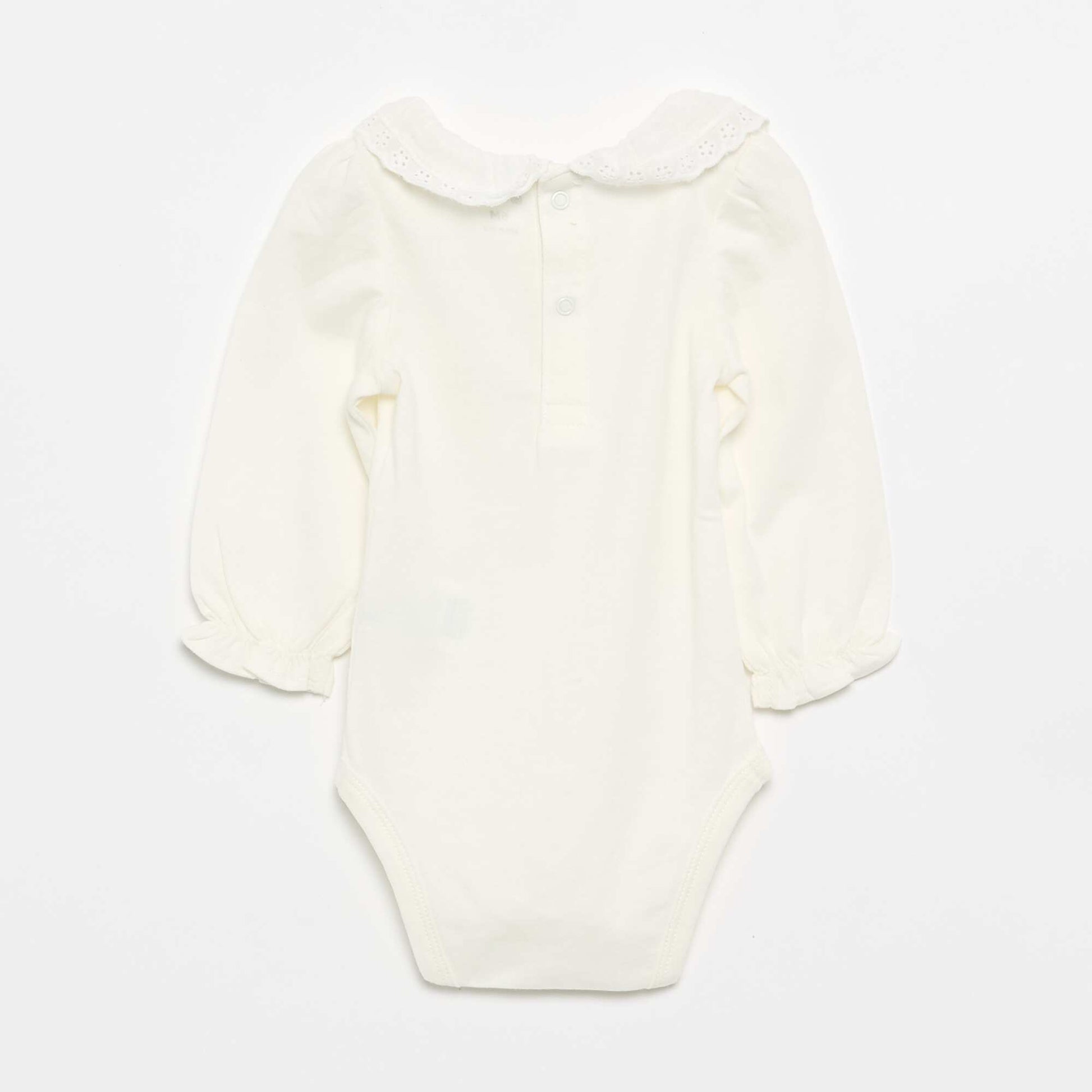 Bodysuit with Frilled Collar WHITE