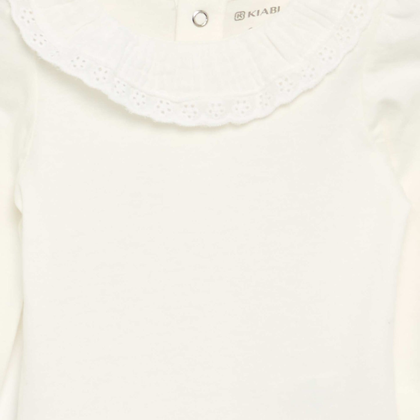 Bodysuit with Frilled Collar WHITE