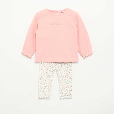 2-piece set - Long-sleeved T-shirt + leggings PINK