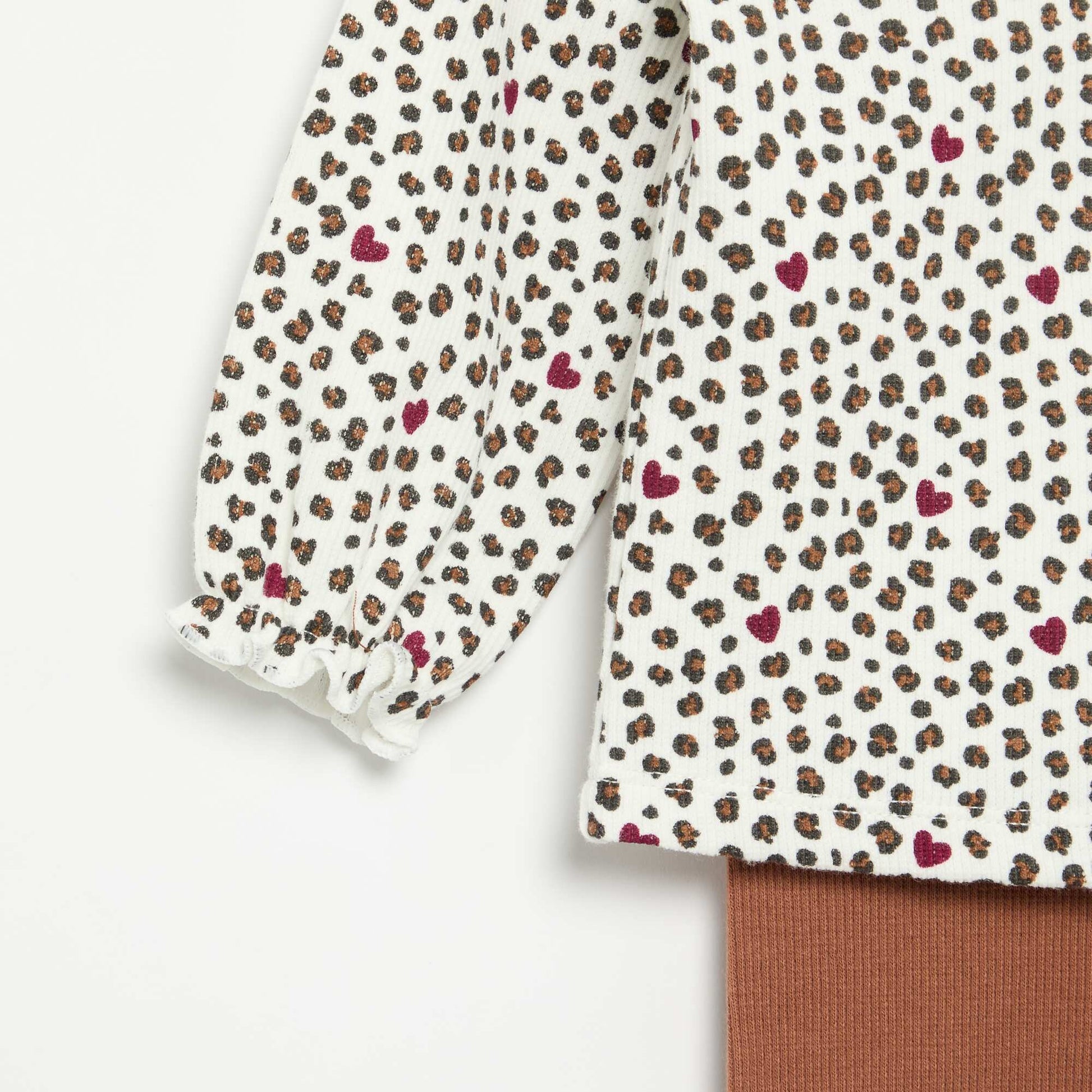 2-piece set - Long-sleeved T-shirt + leggings WHITE