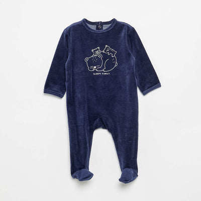 Velour Sleepsuit with Feet BLUE