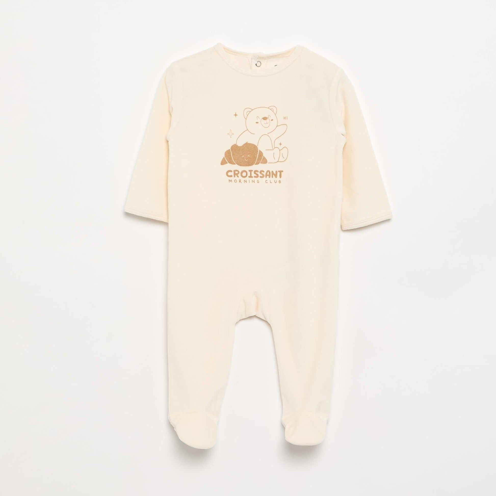 Velour Sleepsuit with Feet WHITE