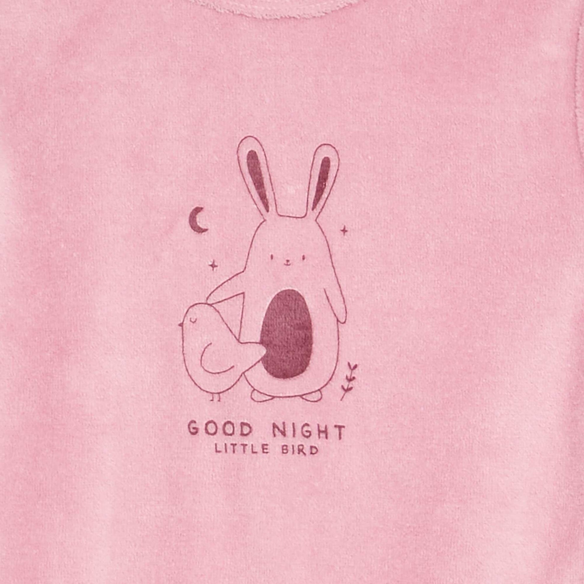 Velour Sleepsuit with Feet PINK