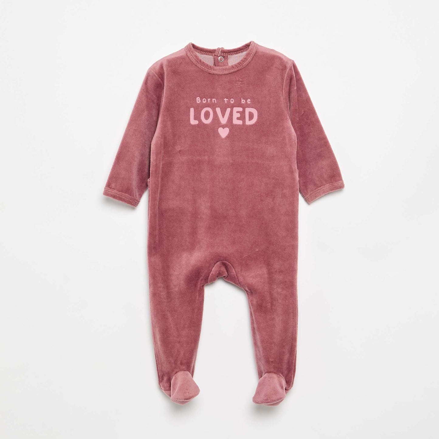 Velvet Sleepsuit with Feet PINK