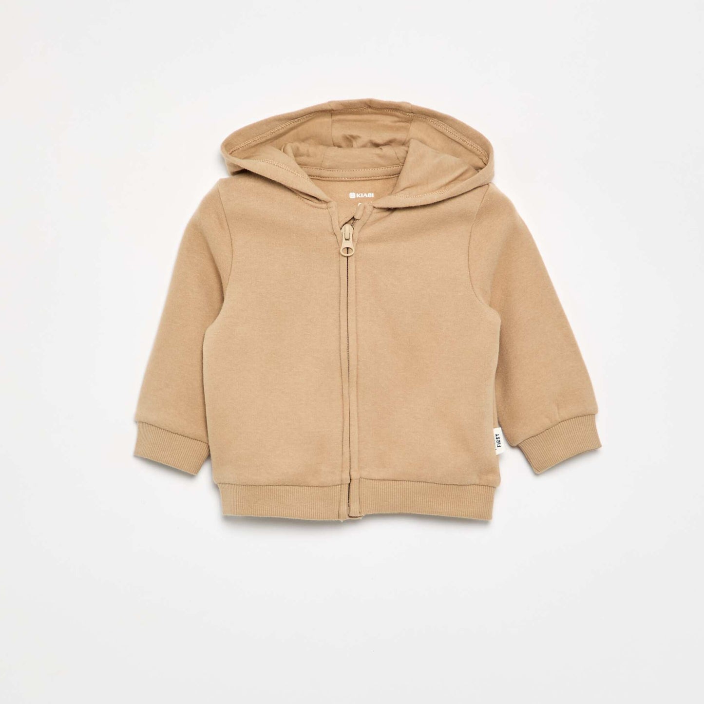 Hooded zip-up sweatshirt BEIGE