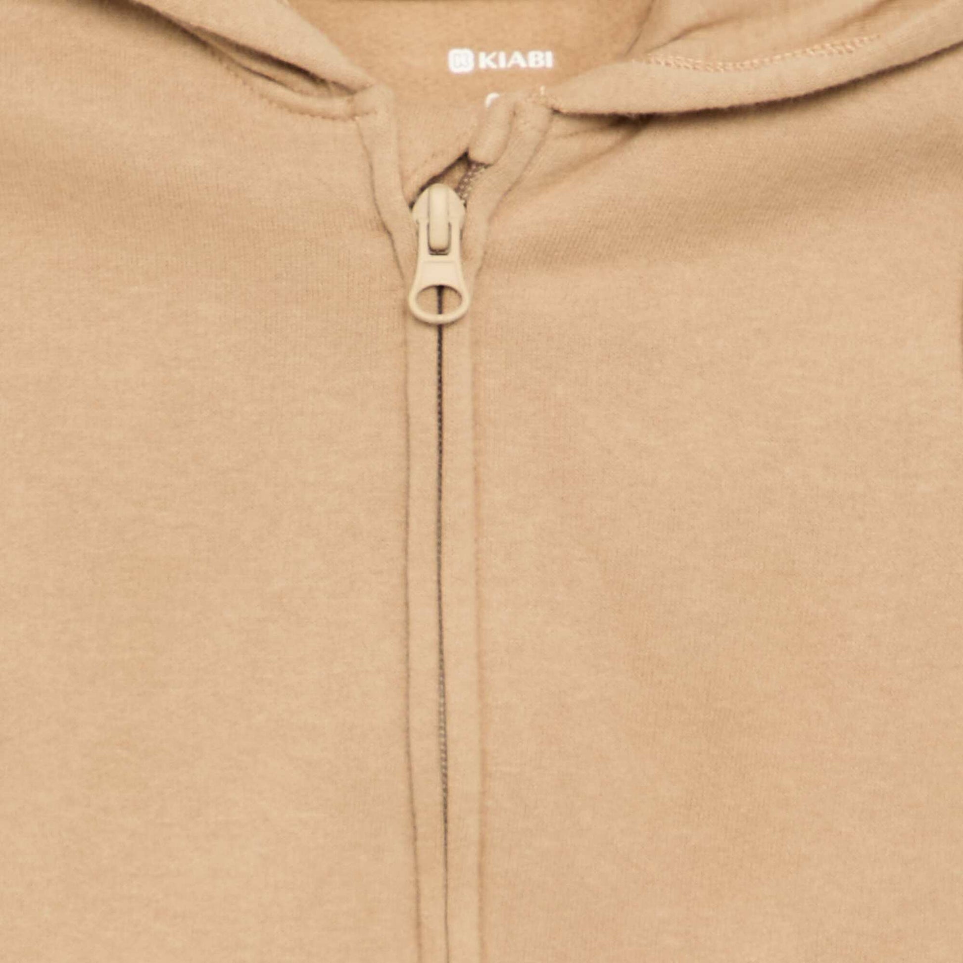 Hooded zip-up sweatshirt BEIGE