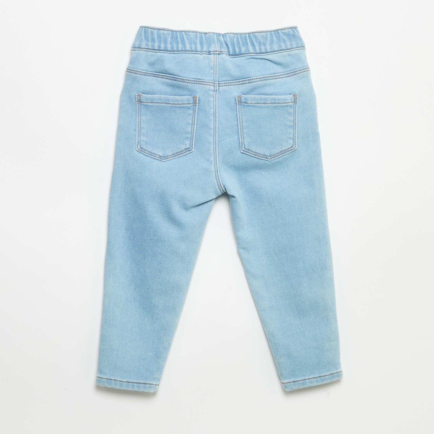 Denim trousers with turn-up hems BLUE