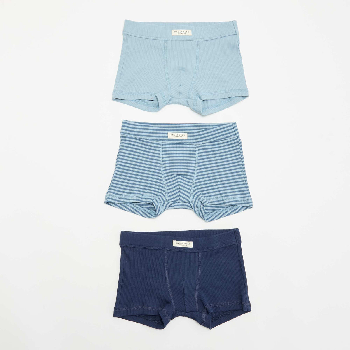 3-pack of ribbed knit boxers BLUE