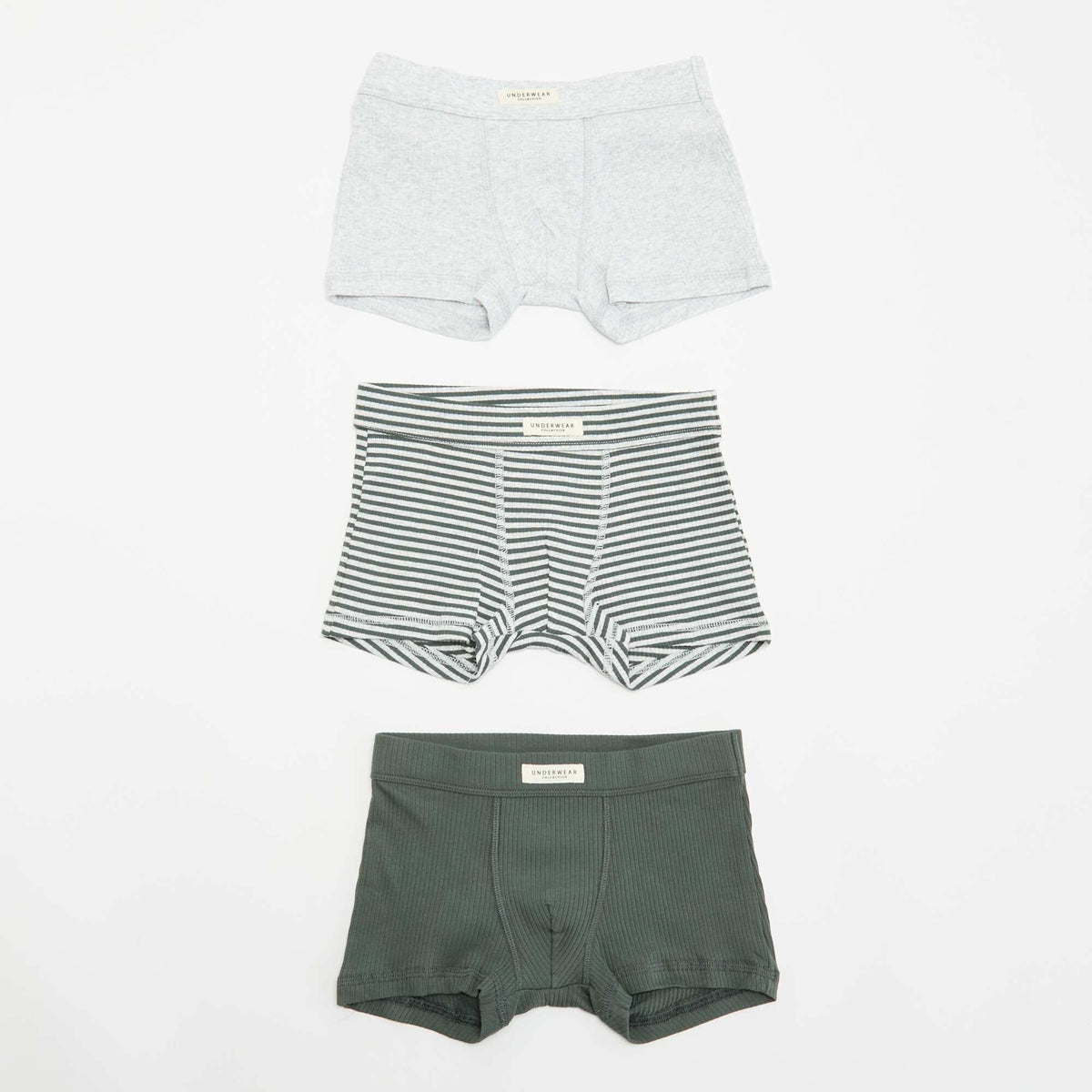 3-pack of ribbed knit boxers KHAKI