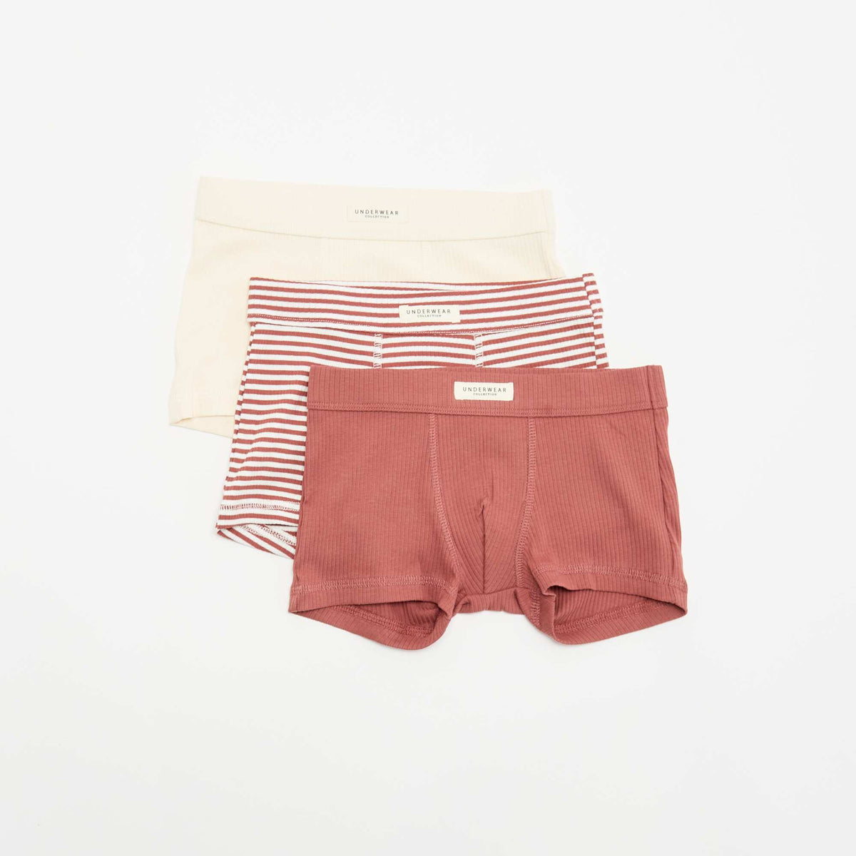 3-pack of ribbed knit boxers RED