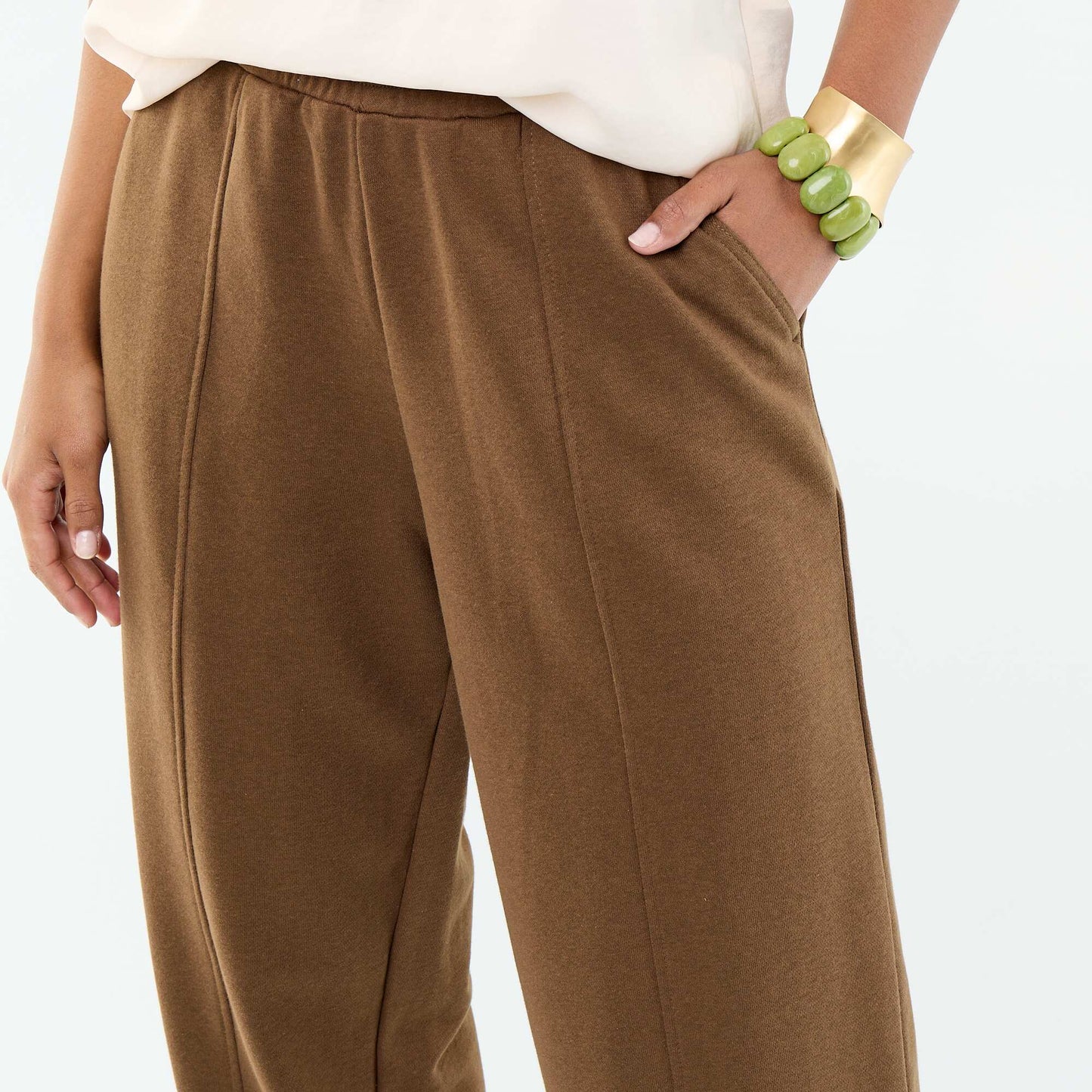 Heavy knit joggers BROWN