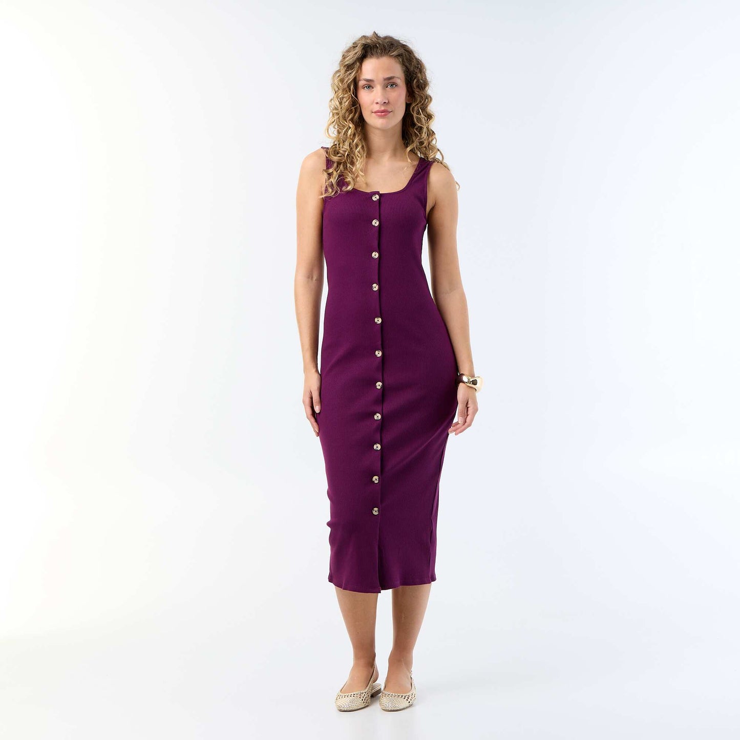 Long Ribbed Dress PURPLE