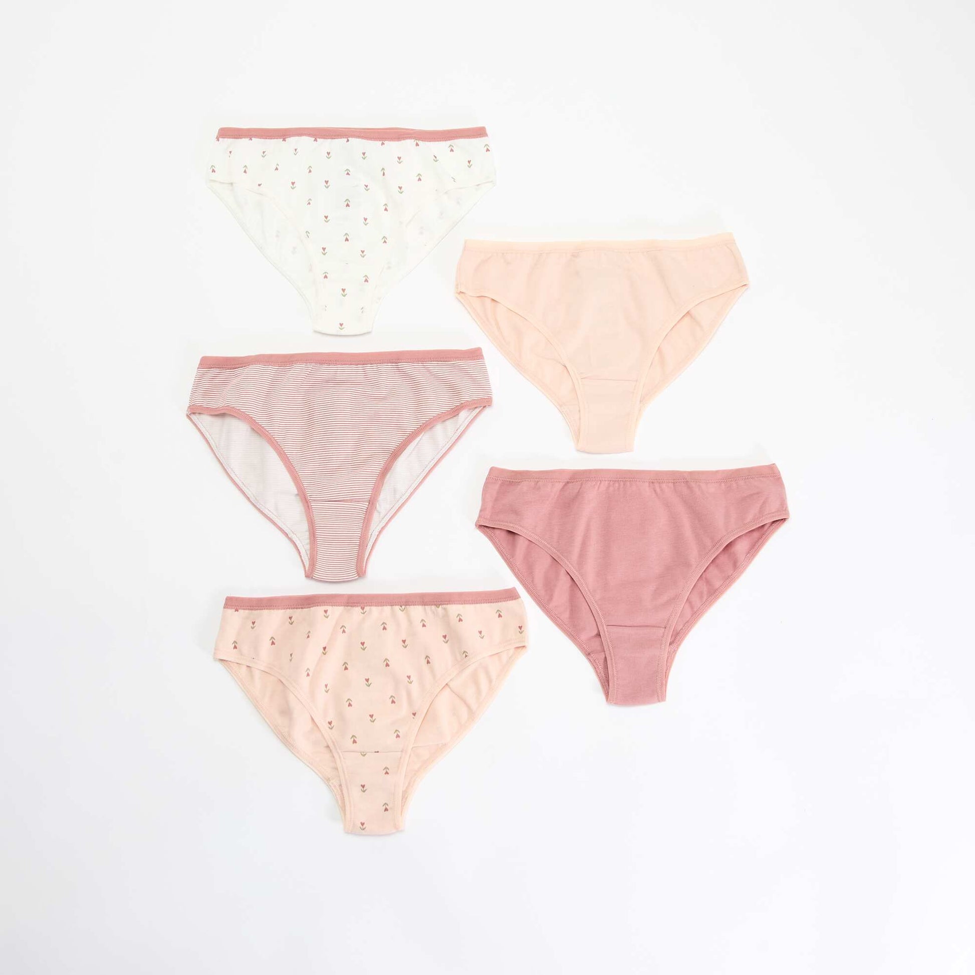 Pack of 5 Printed Briefs PINK
