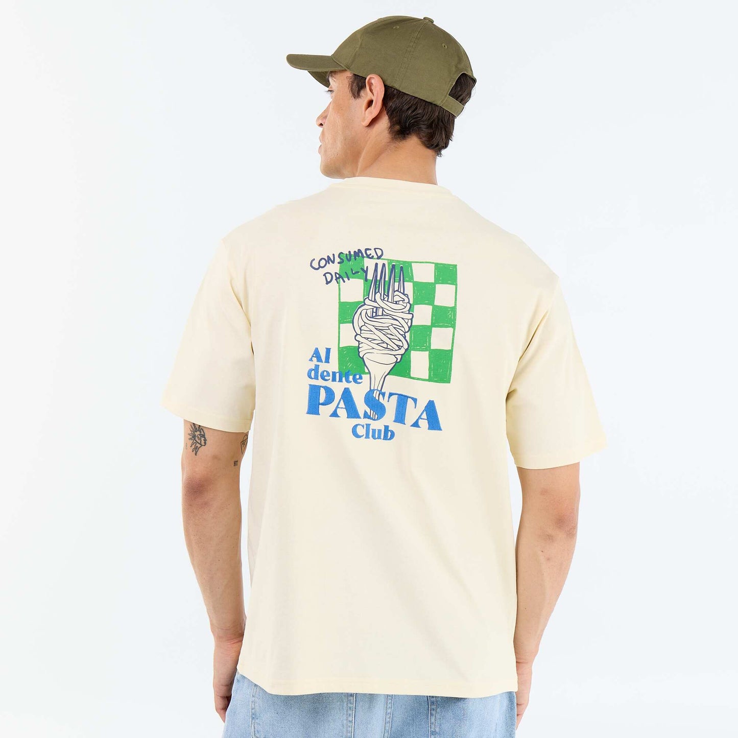 Short-sleeved T-shirt with front & back prints and embroidery YELLOW