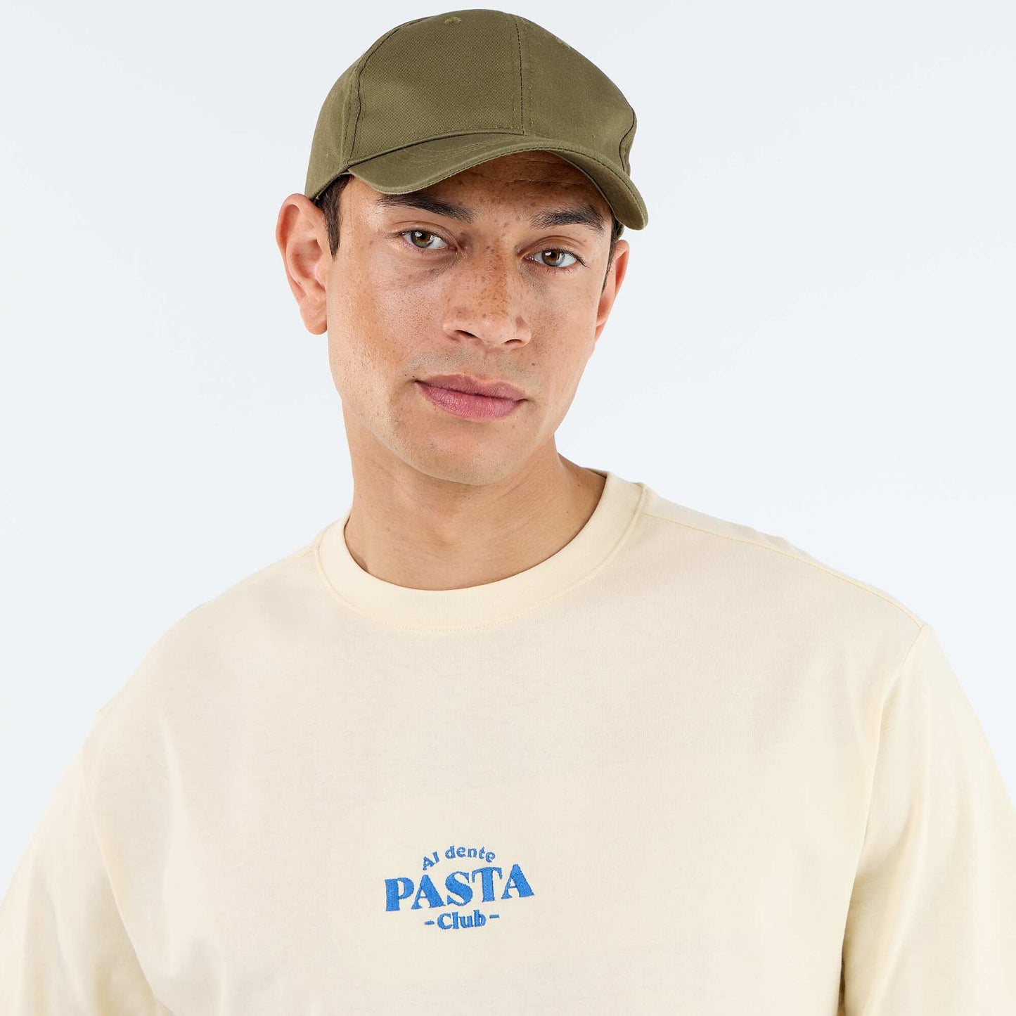 Short-sleeved T-shirt with front & back prints and embroidery YELLOW