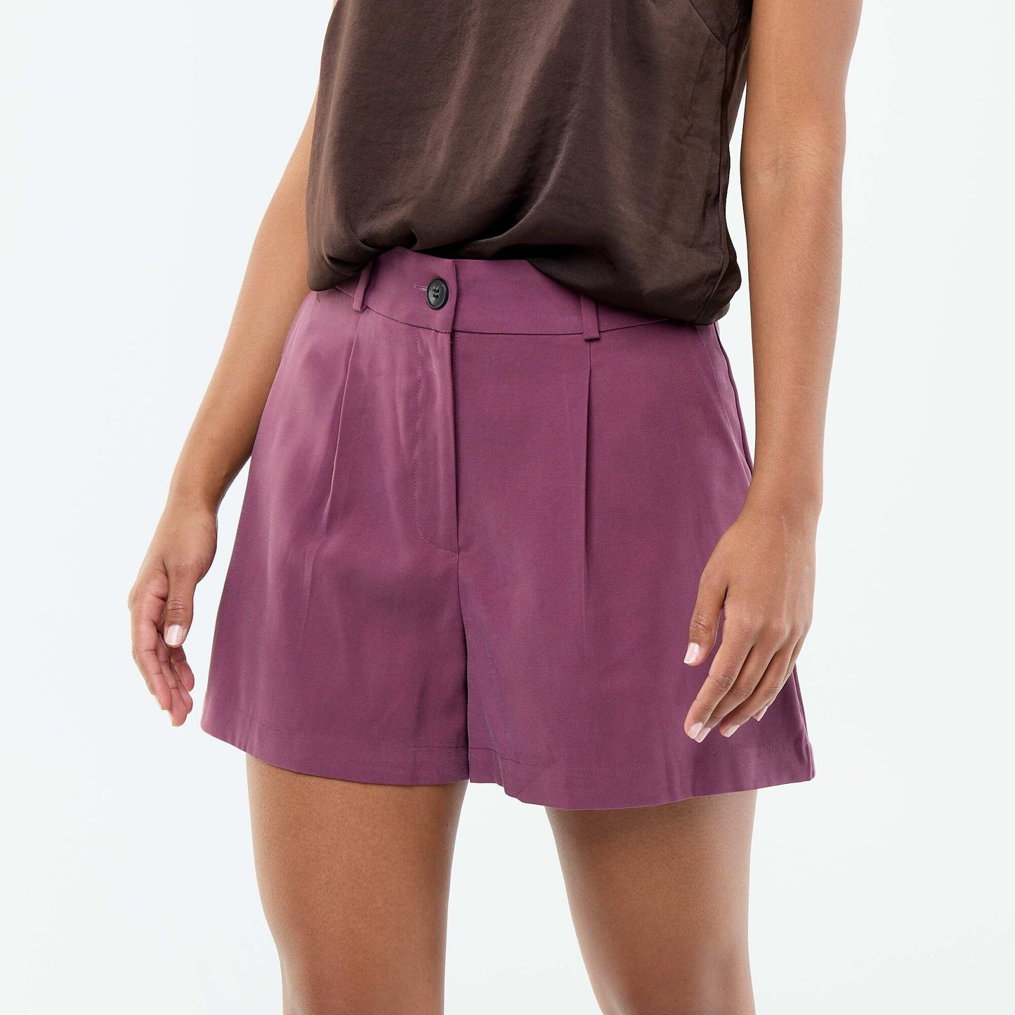 Plain Twill Shorts with 2 Pockets PURPLE