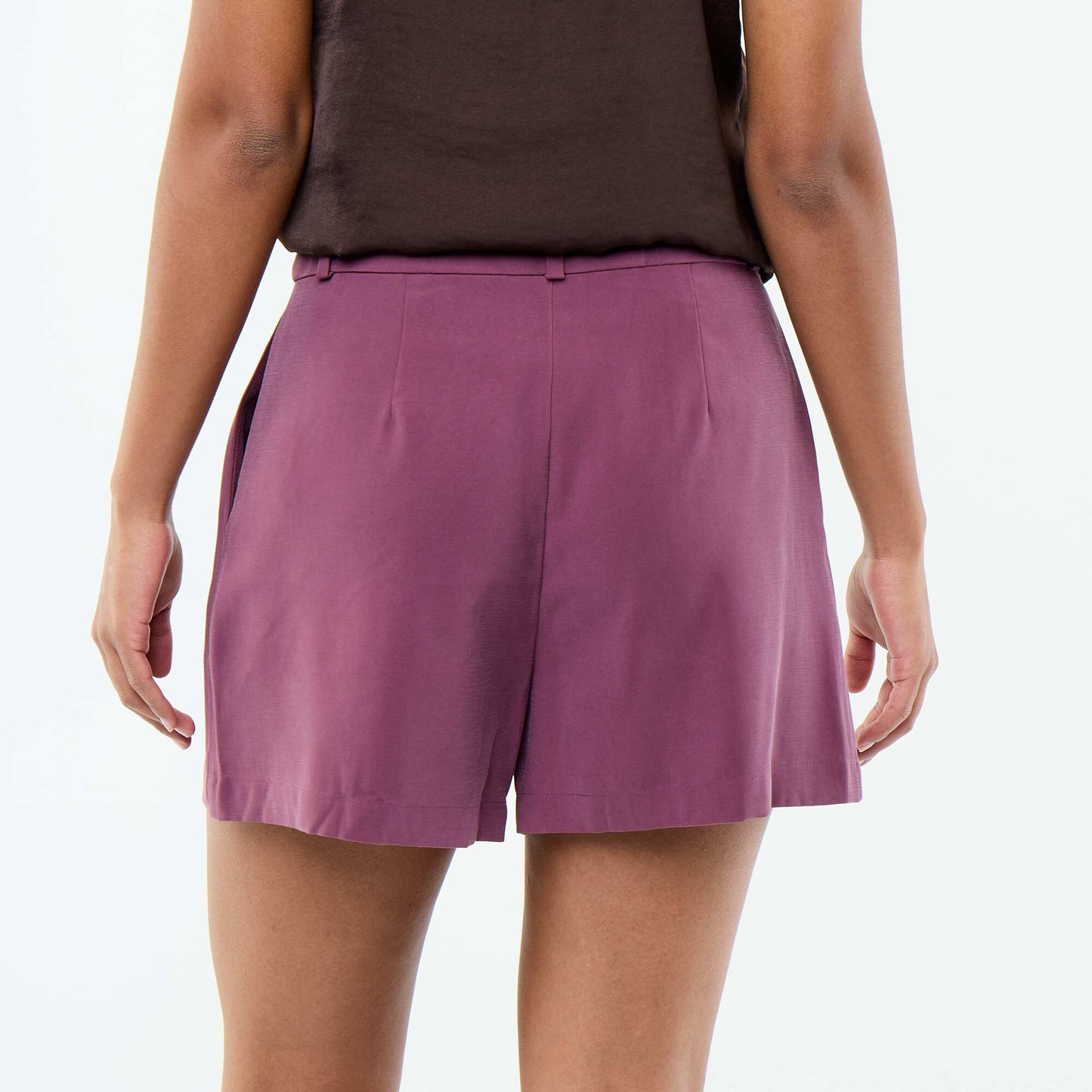 Plain Twill Shorts with 2 Pockets PURPLE