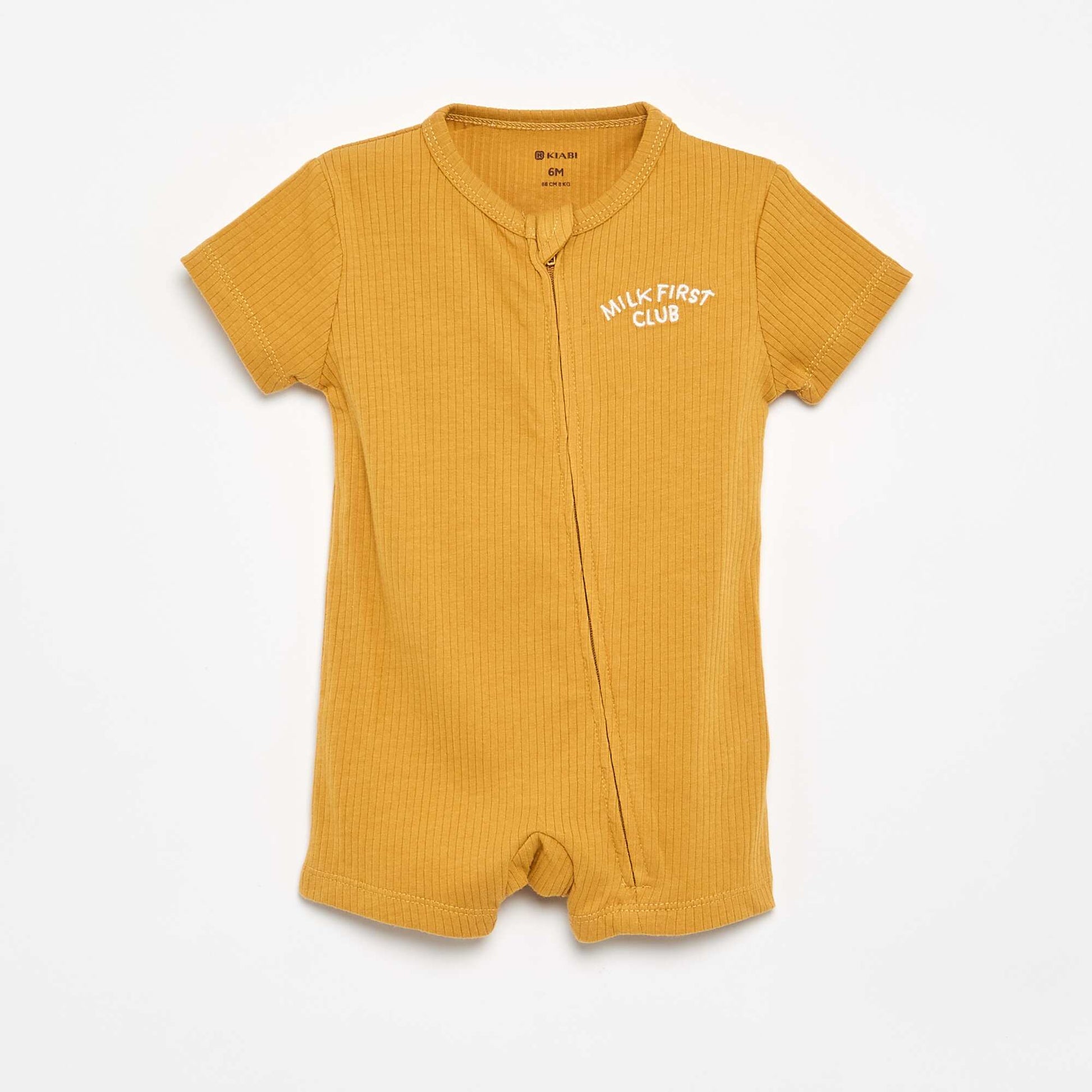 Short Rib-Knit Baby Sleepsuit YELLOW