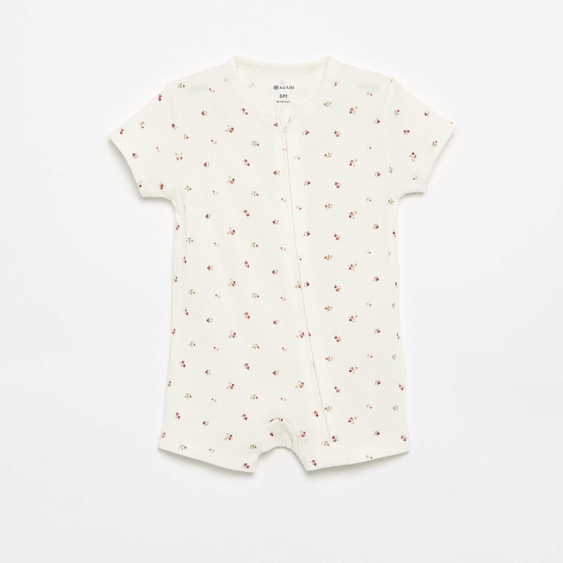 Short Ribbed Knit Sleepsuit WHITE