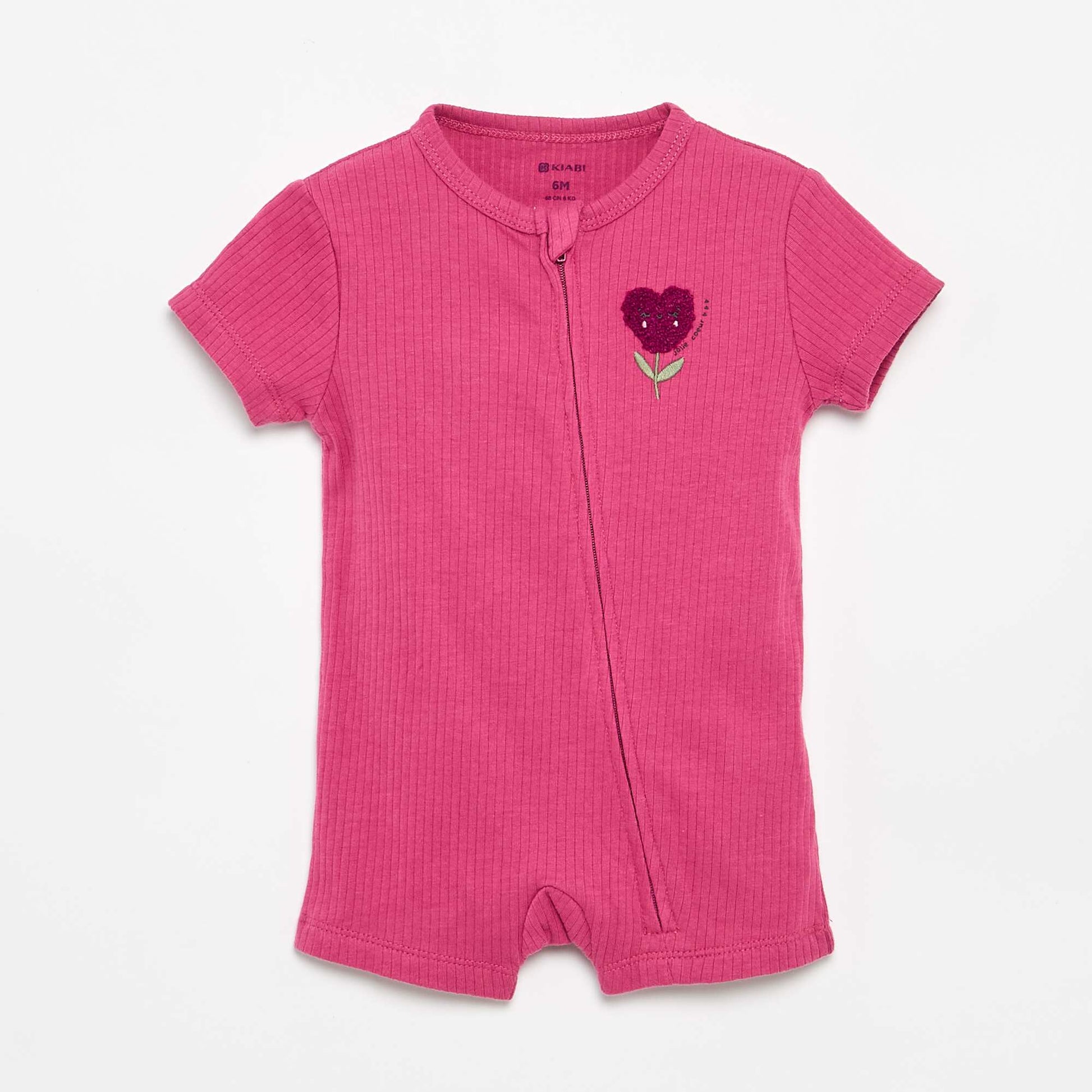 Dreamy Ribbed Knit Short Sleepsuit PINK