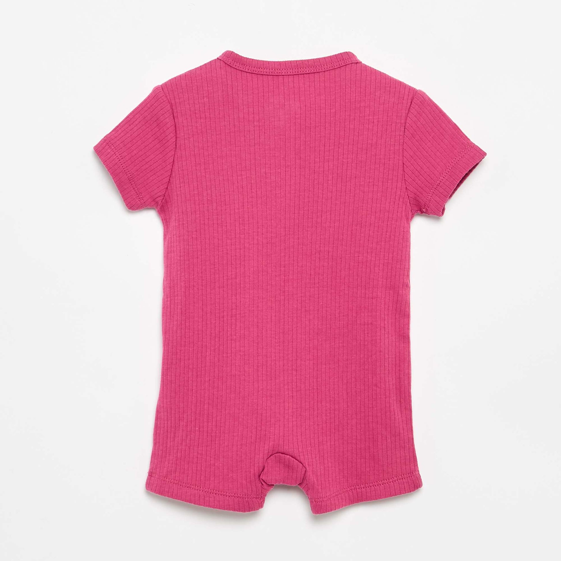 Dreamy Ribbed Knit Short Sleepsuit PINK