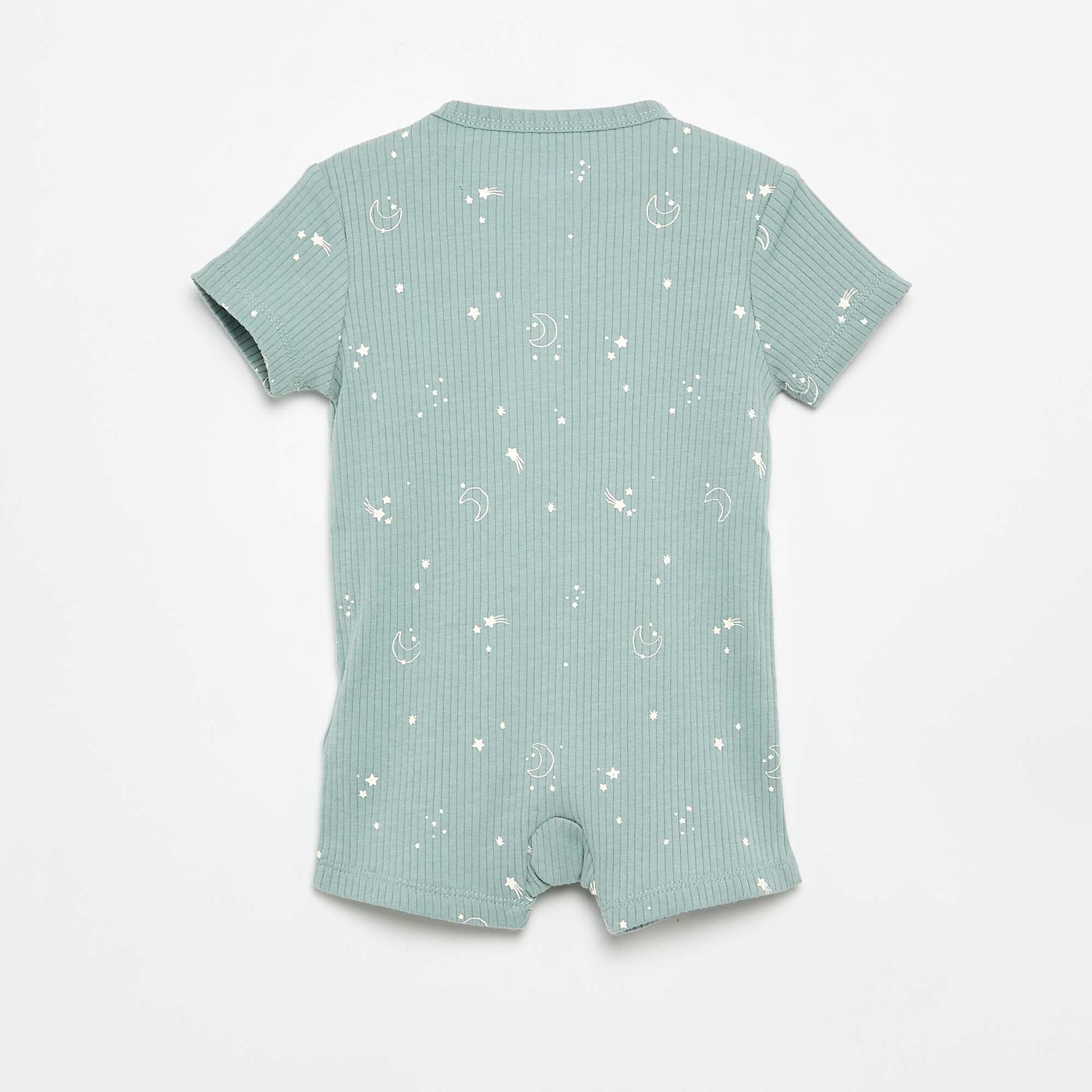 Short Ribbed Knit Sleepsuit BLUE