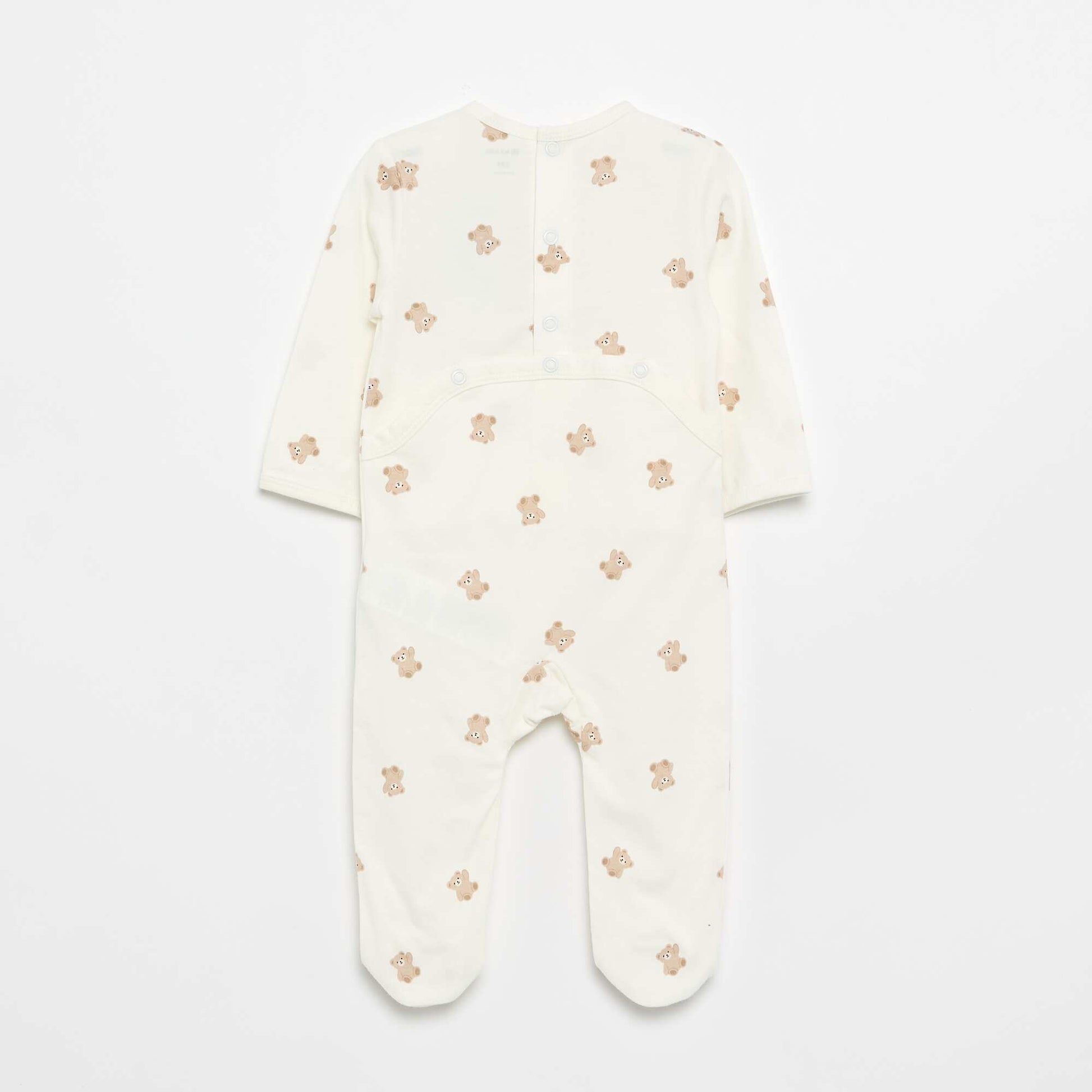 Cotton Jersey Teddy Bear Sleepsuit WHITE