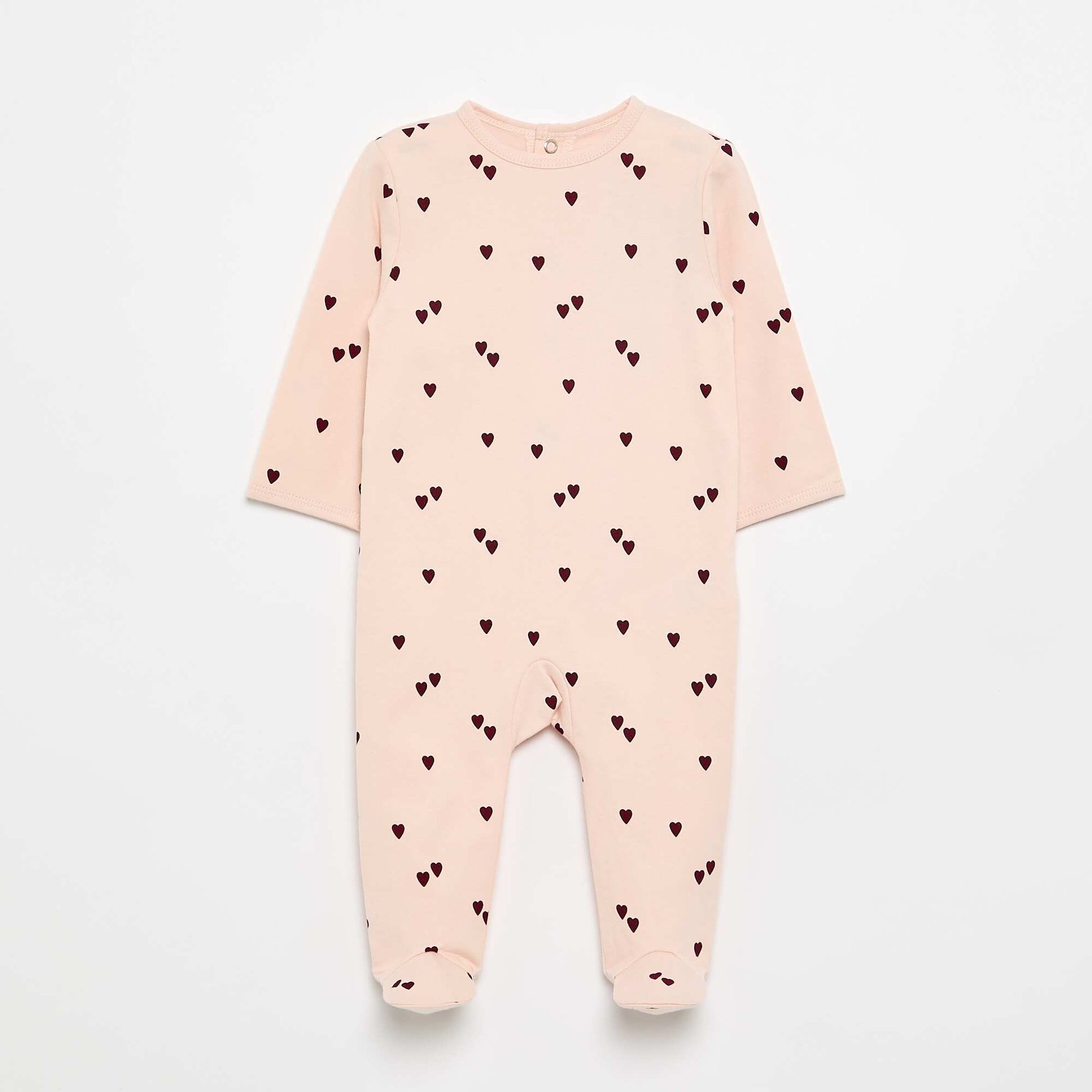 Heart-Print Cotton Jersey Babygrow PINK