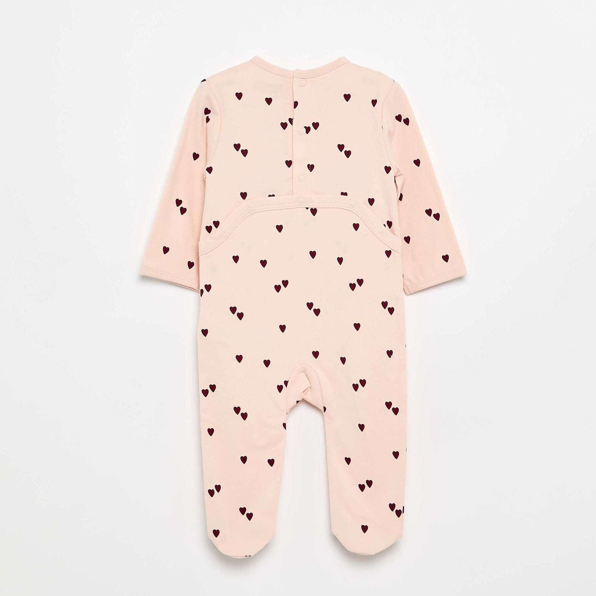 Heart-Print Cotton Jersey Babygrow PINK